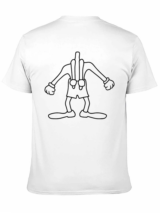 Cartoon Character Outline Graphic T-Shirt - Black