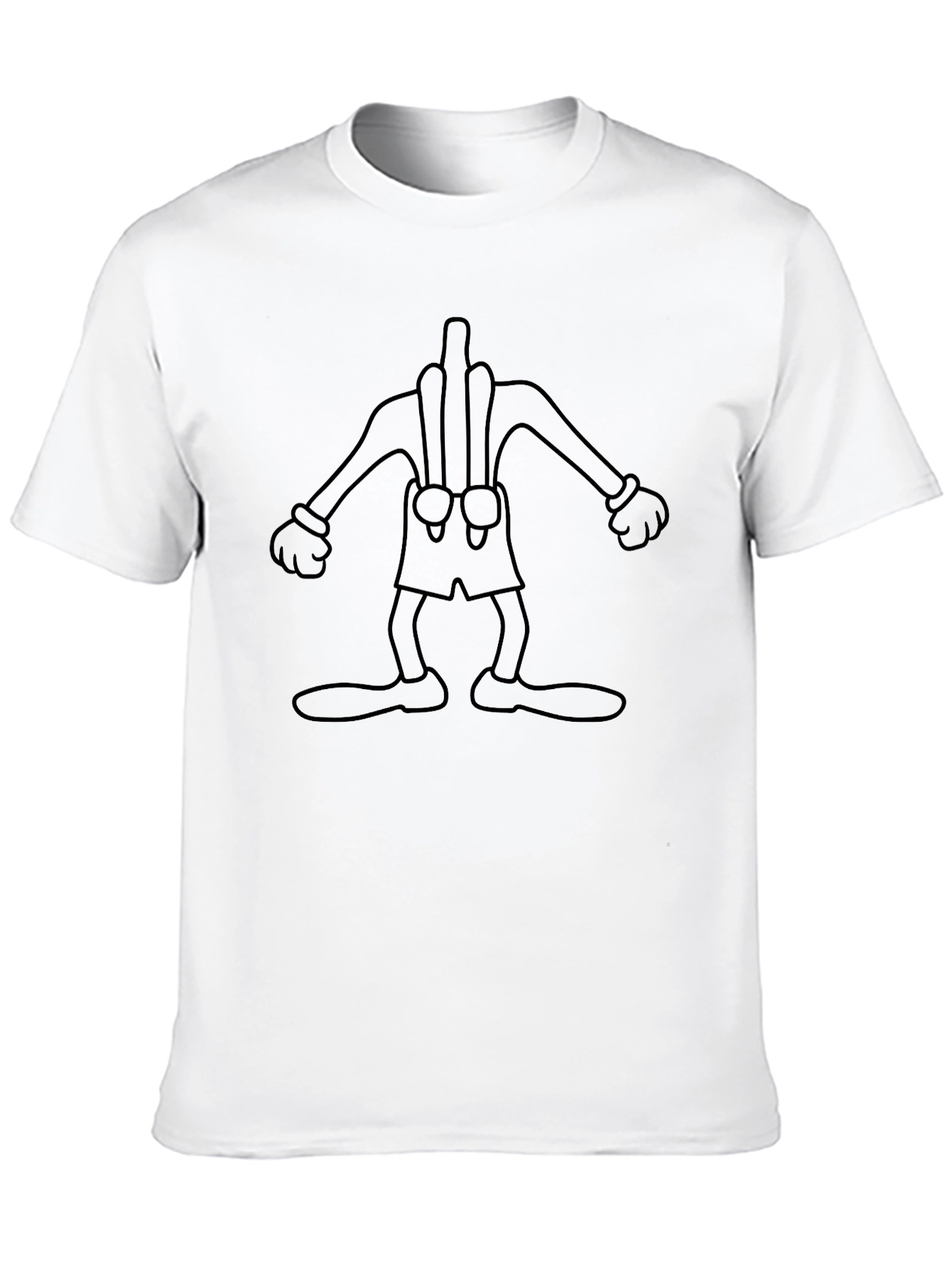 Cartoon Character Outline Graphic T-Shirt - Black