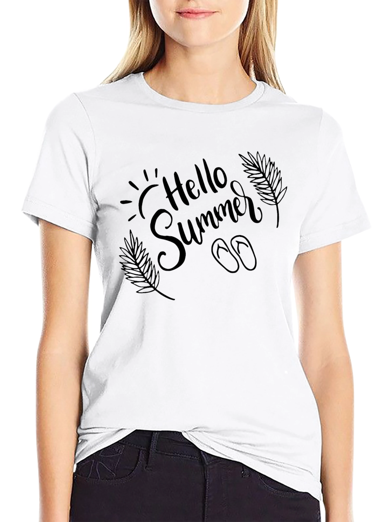 Hello Summer Black Graphic Tee