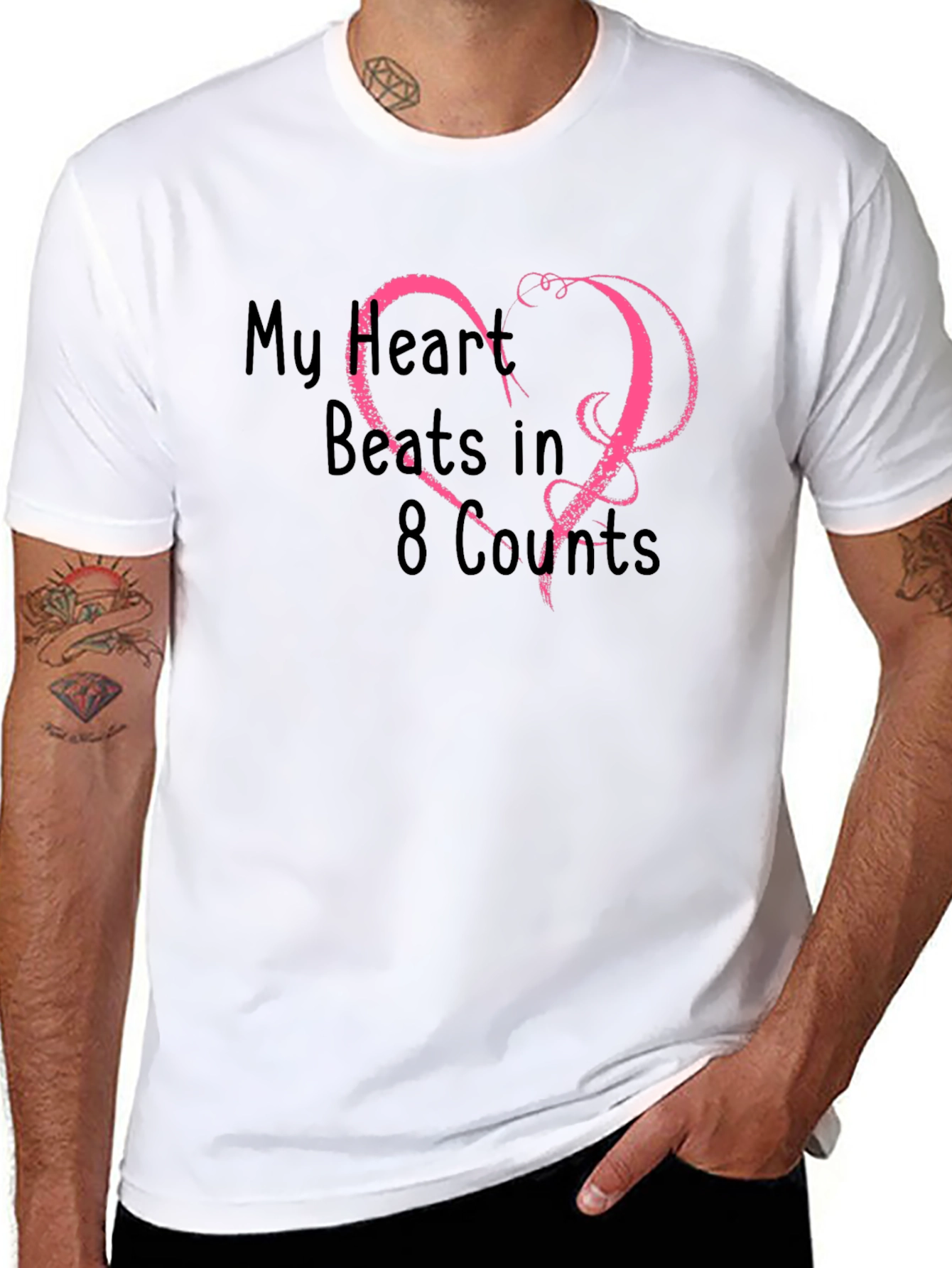 My Heart Beats in 8 Counts Black T-Shirt