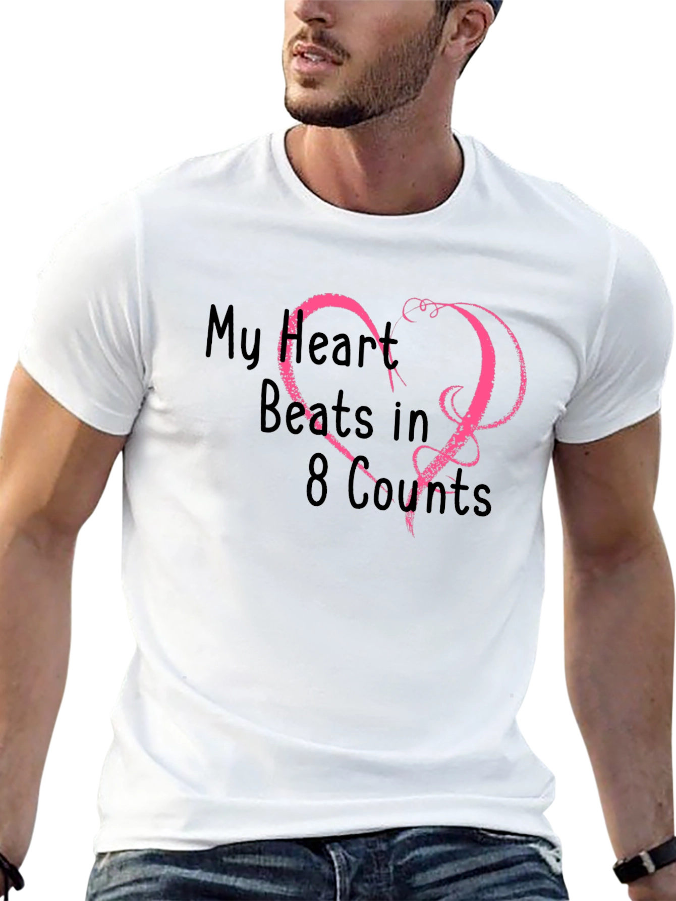 My Heart Beats in 8 Counts Black T-Shirt