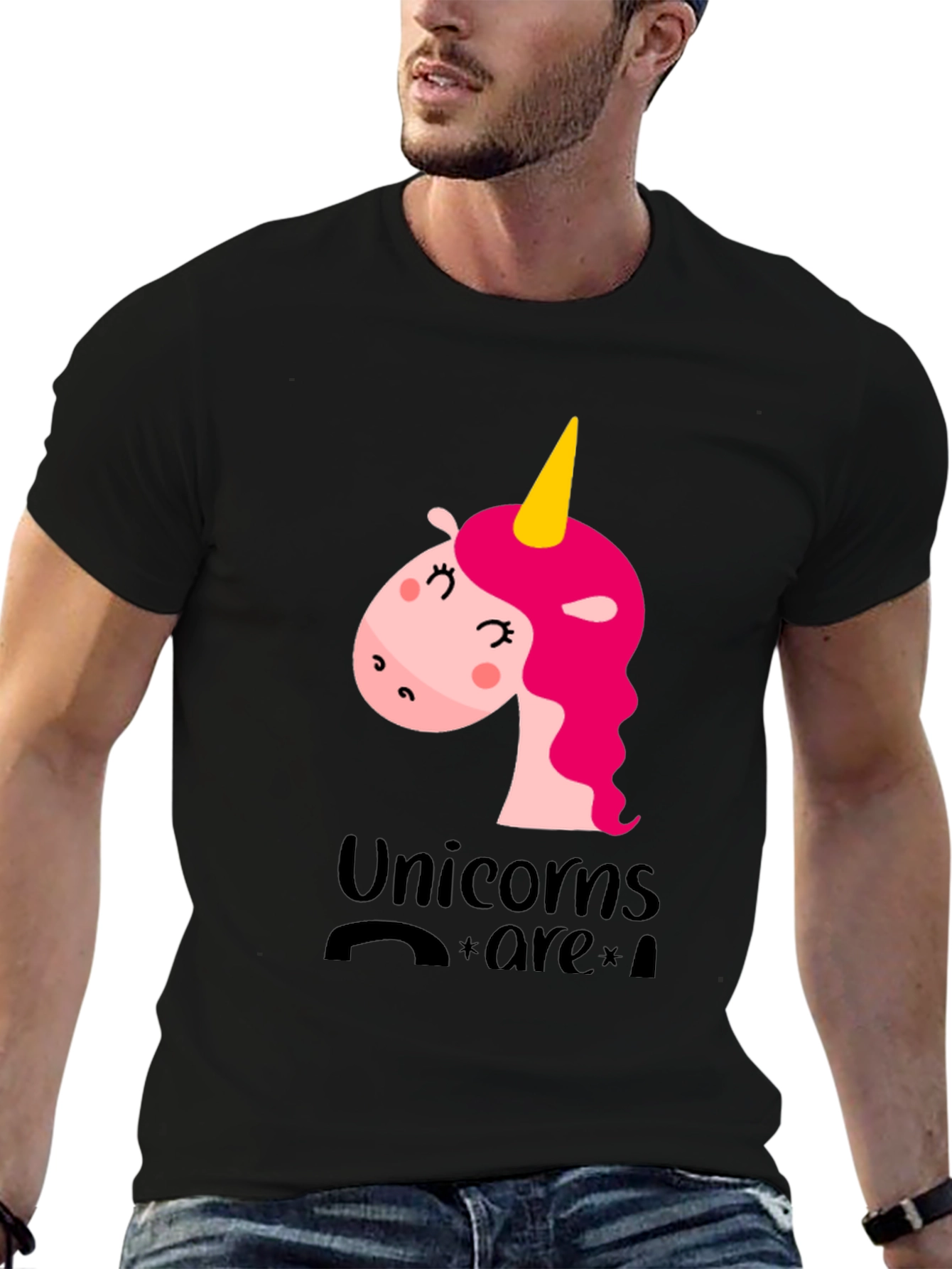 Unicorns Are Real Black T-Shirt