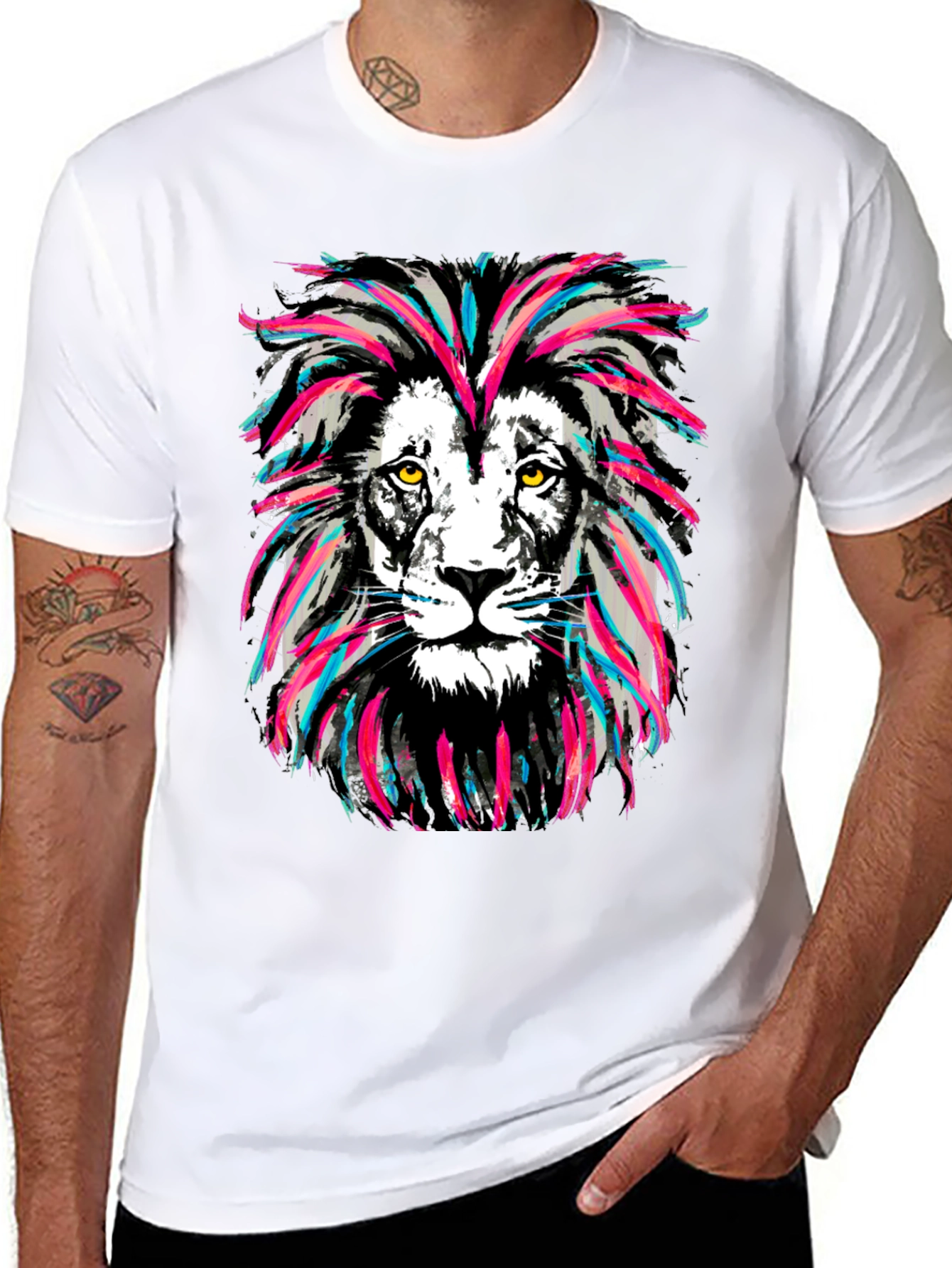 Lion Graphic Print Crew Neck T-Shirt