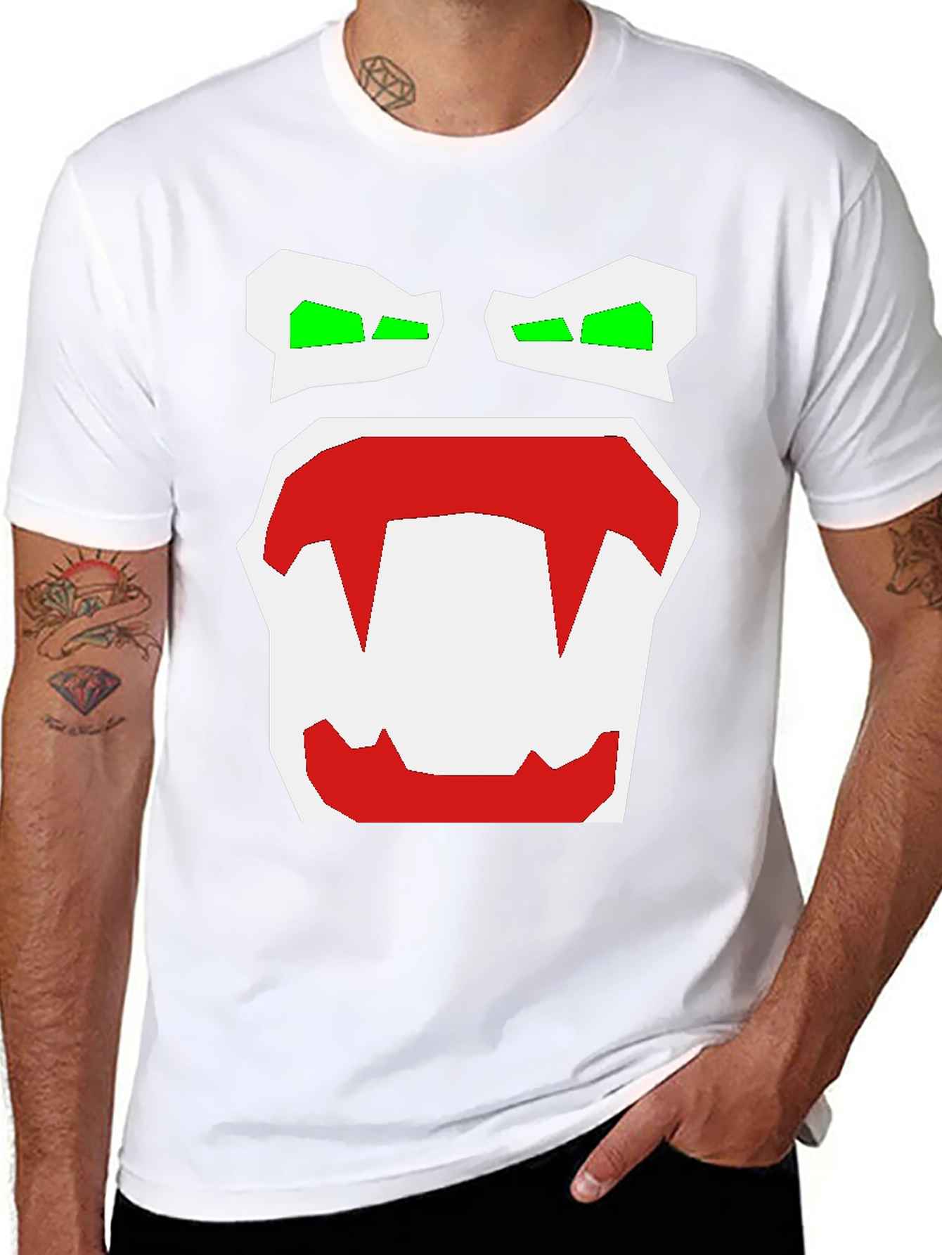 Monster Face Graphic Tee - Black Cotton Blend