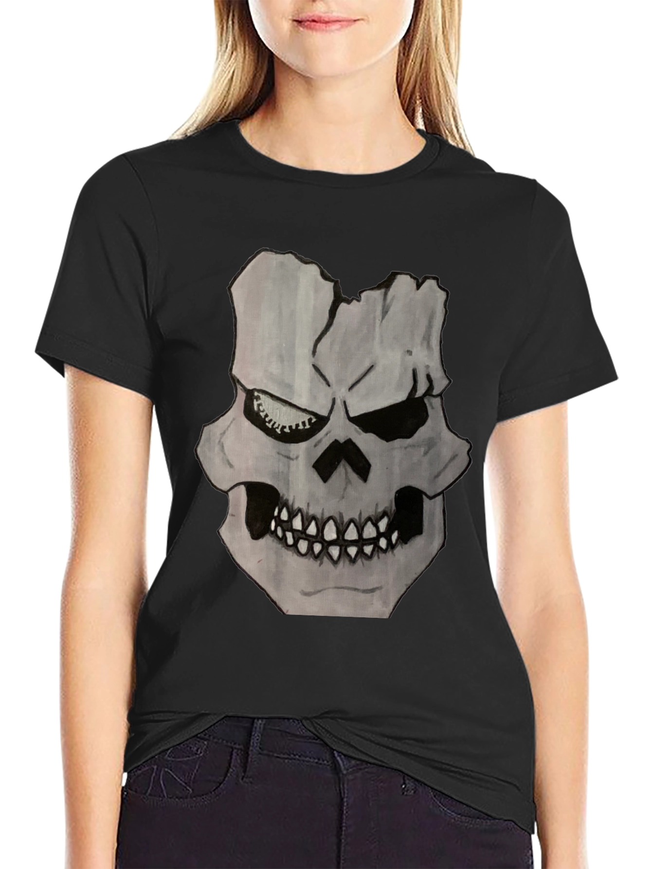 Skull Graphic Print Black T-Shirt
