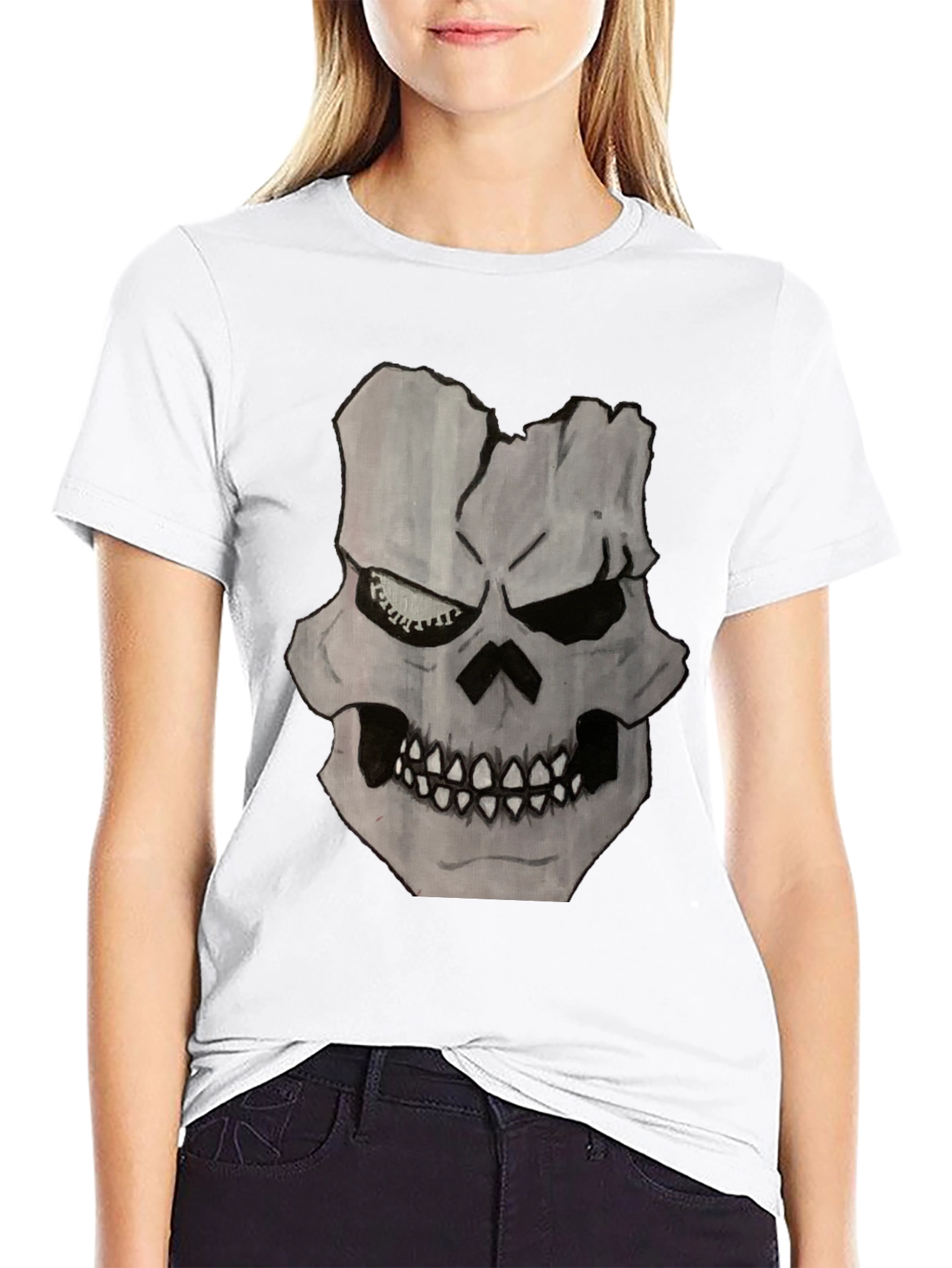 Skull Graphic Print Black T-Shirt