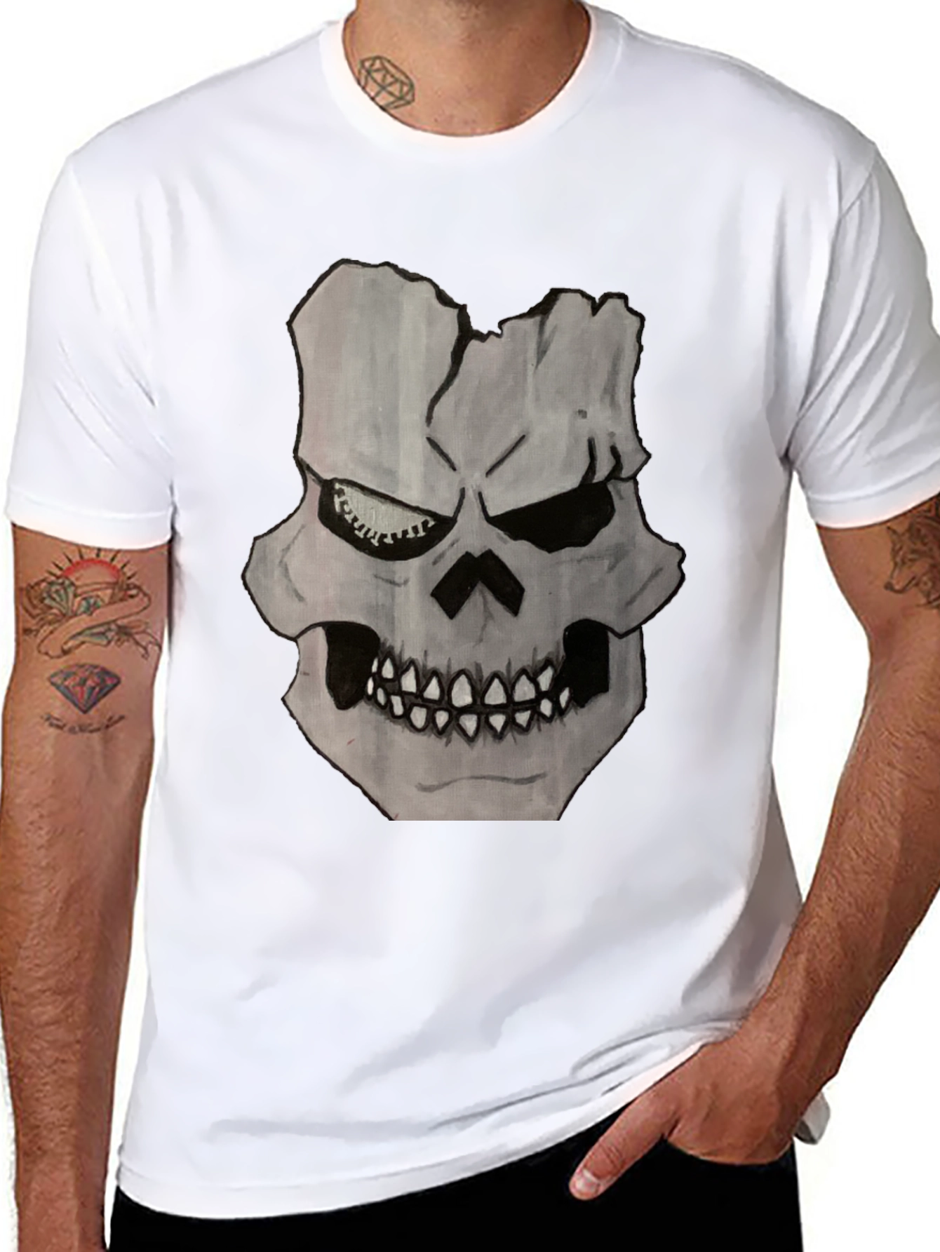 Skull Graphic Print Black T-Shirt