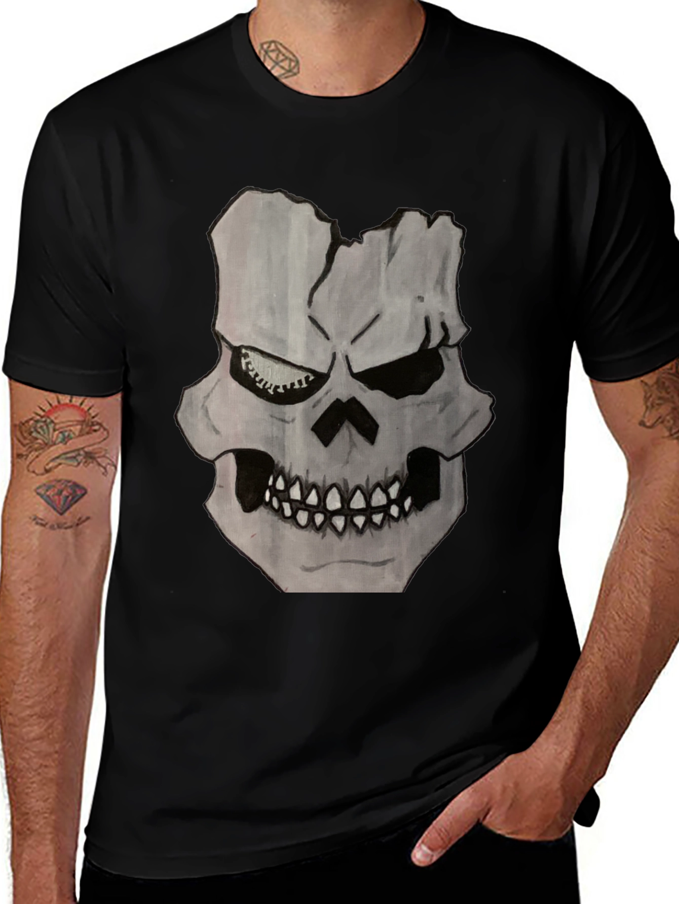 Skull Graphic Print Black T-Shirt