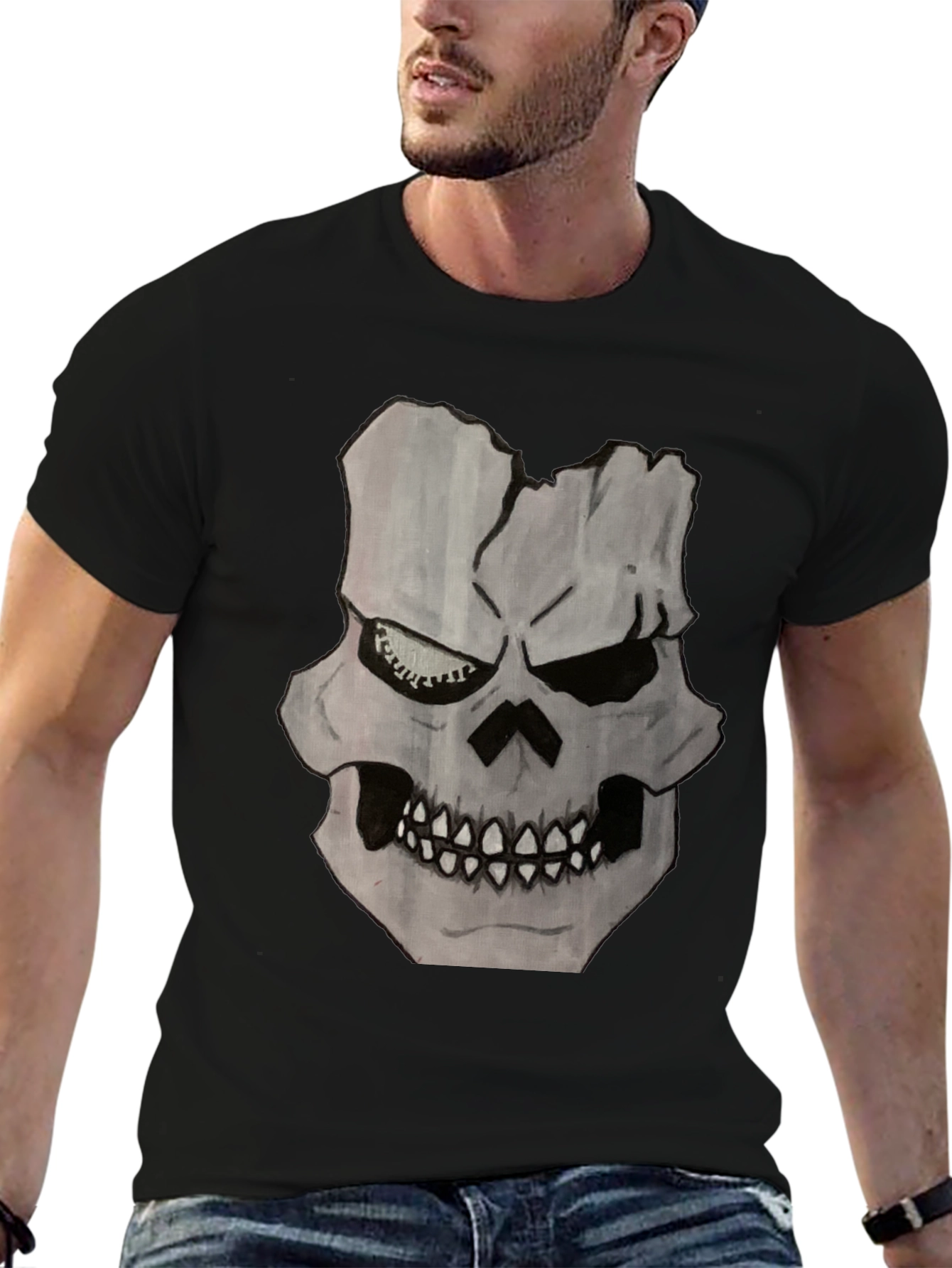 Skull Graphic Print Black T-Shirt