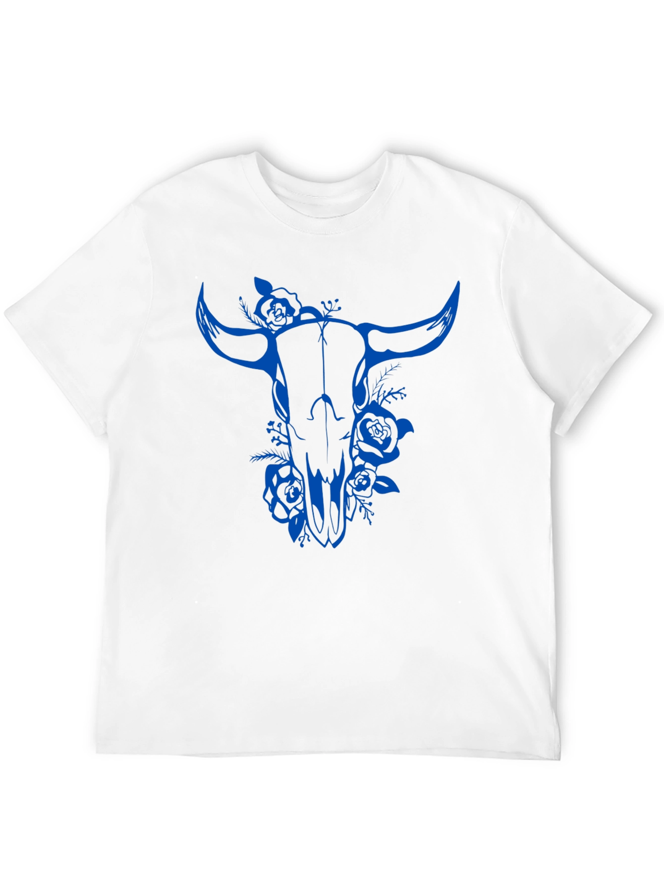 Bull Skull Floral Graphic Tee - Black
