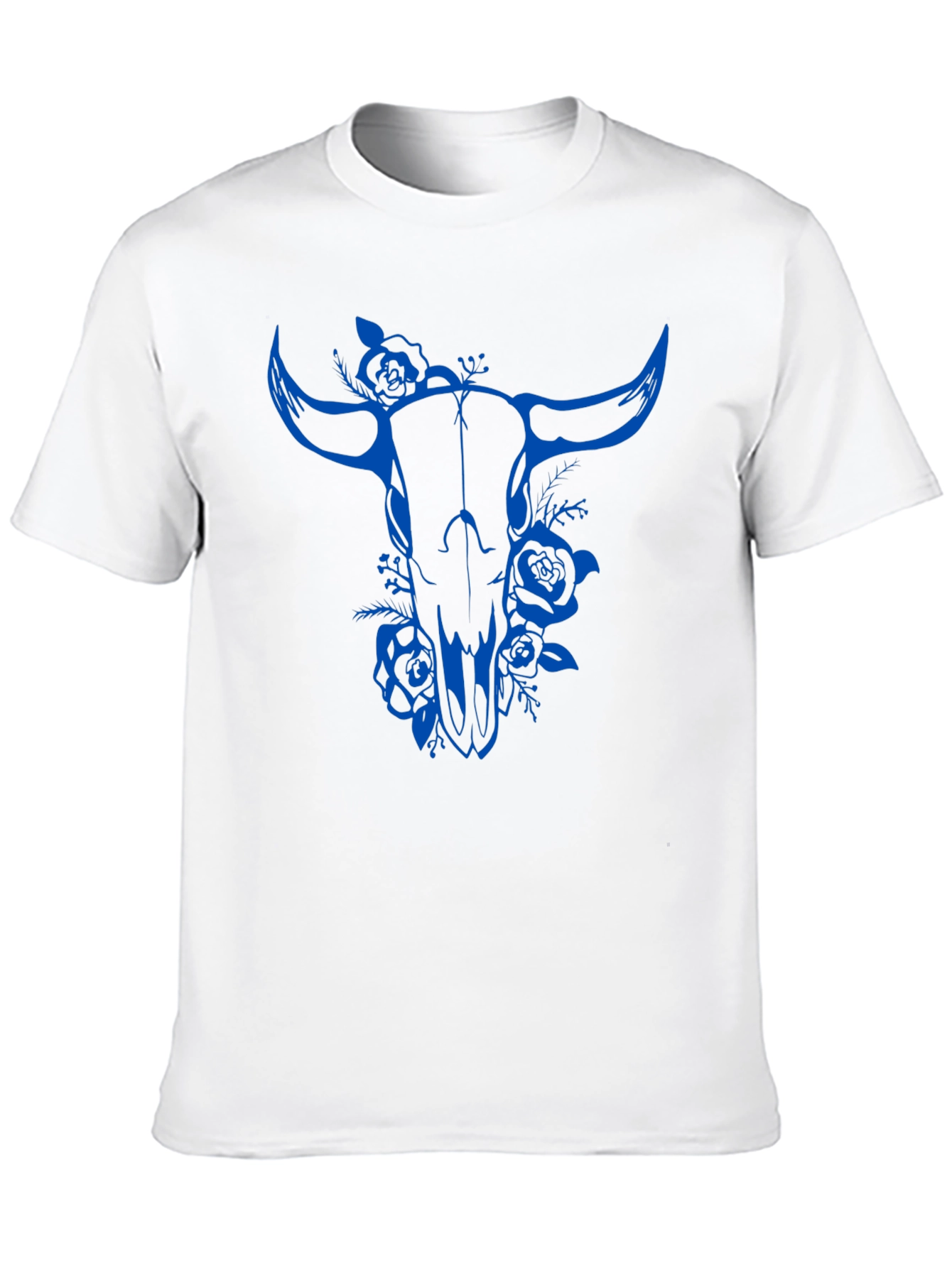 Bull Skull Floral Graphic Tee - Black