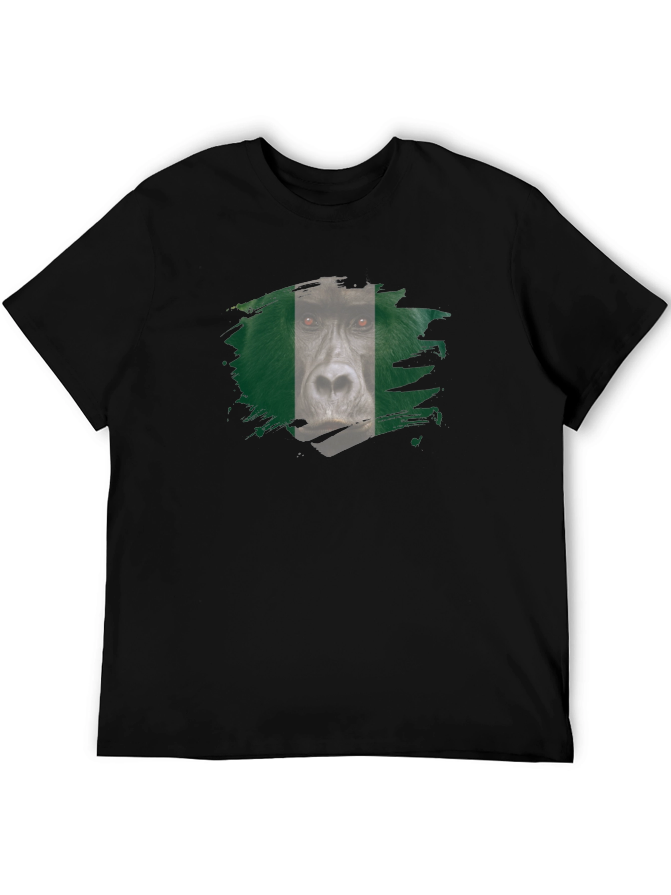 Gorilla Nigeria Flag Graphic Black T-Shirt