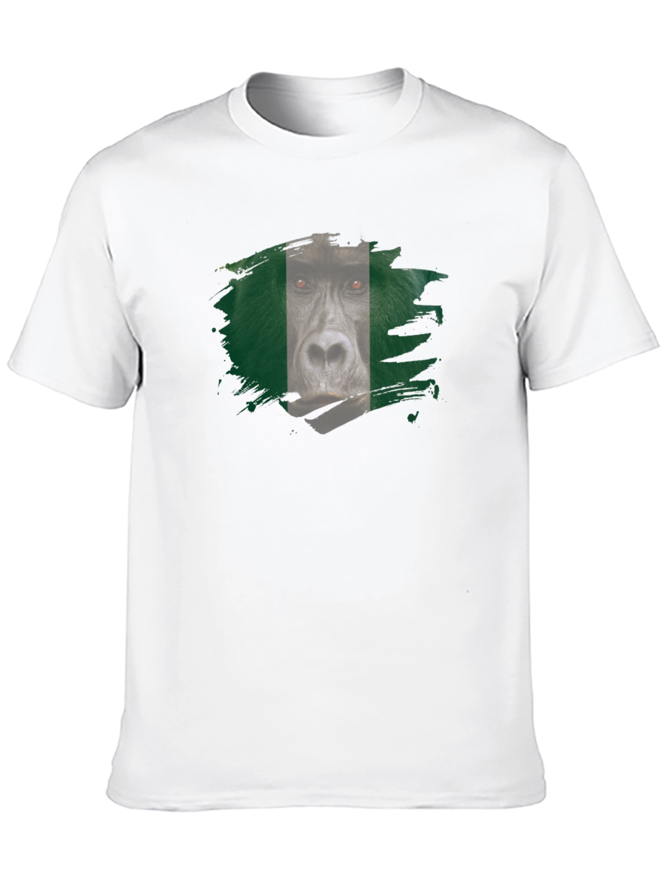 Gorilla Nigeria Flag Graphic Black T-Shirt