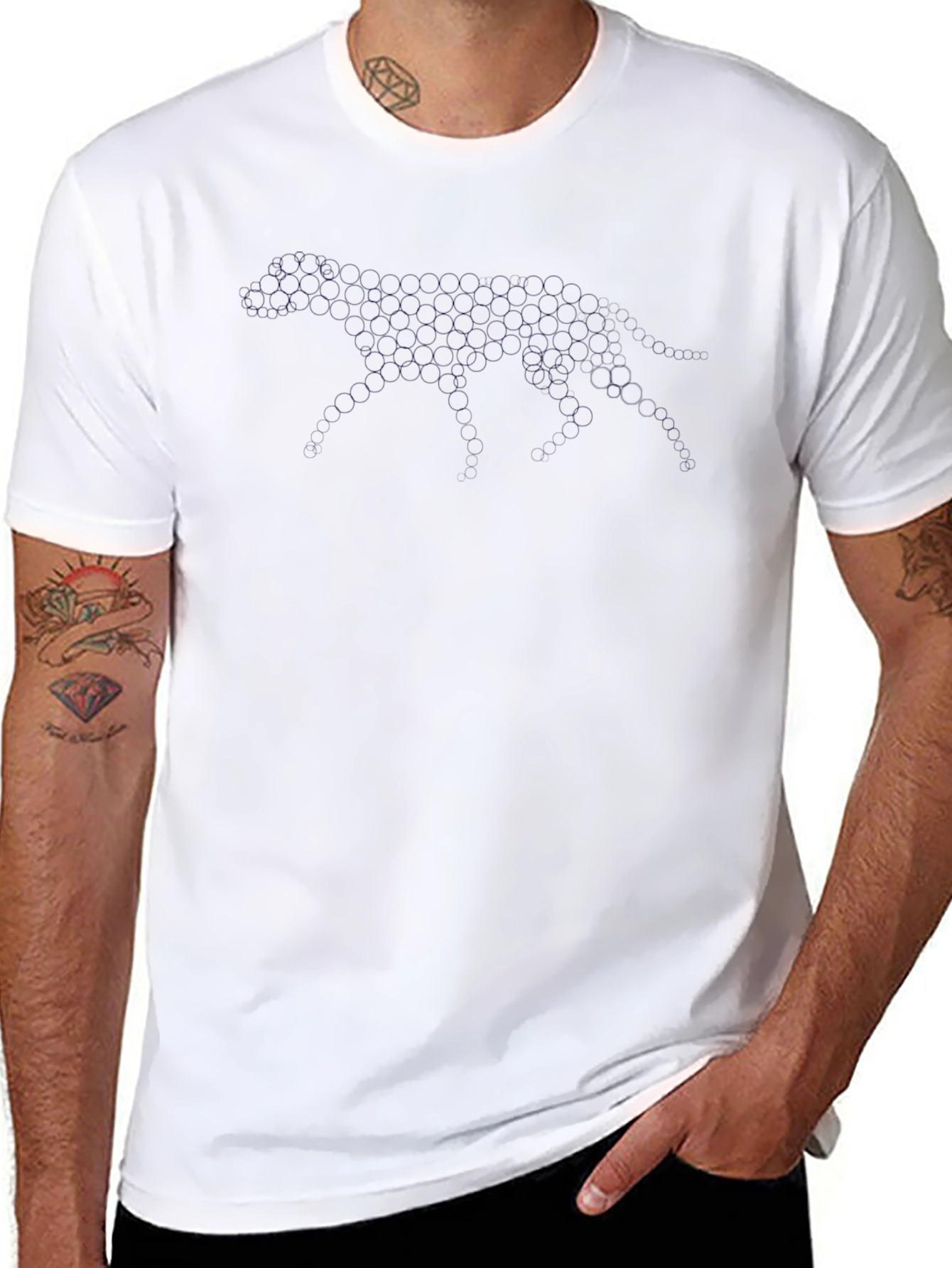 Geometric Cheetah Print Black T-Shirt