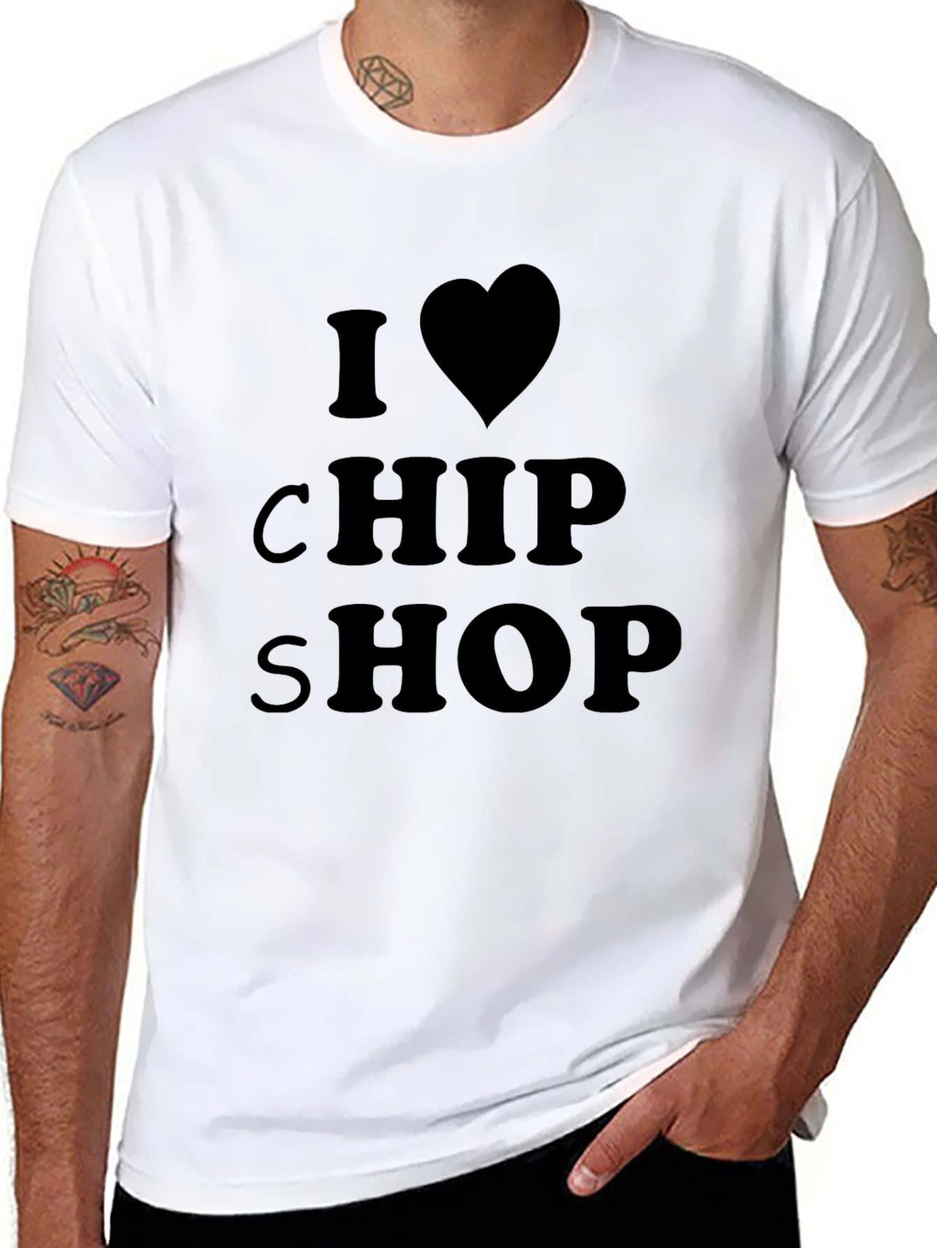 I Love Chip Shop Black T-Shirt