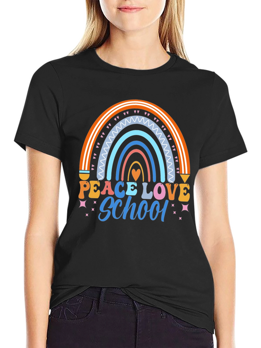 Peace Love School Rainbow Graphic Tee