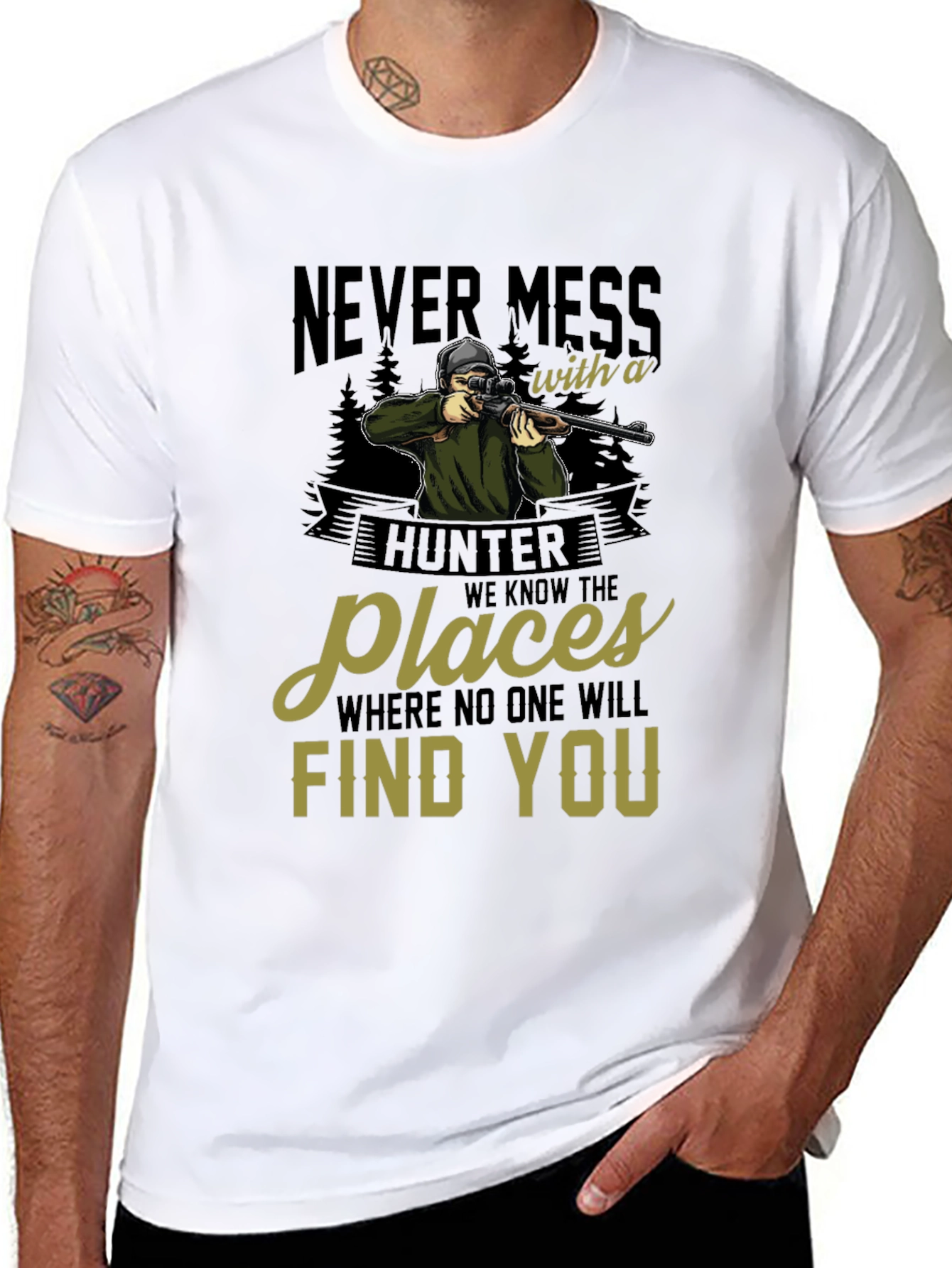 Never Mess With A Hunter Graphic Tee