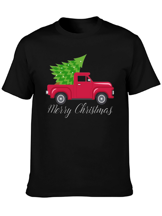Merry Christmas Truck Tee - Holiday Festive Shirt