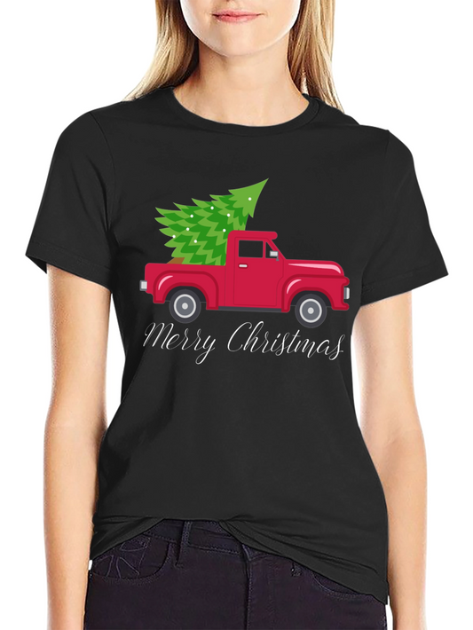 Merry Christmas Truck Tee - Holiday Festive Shirt