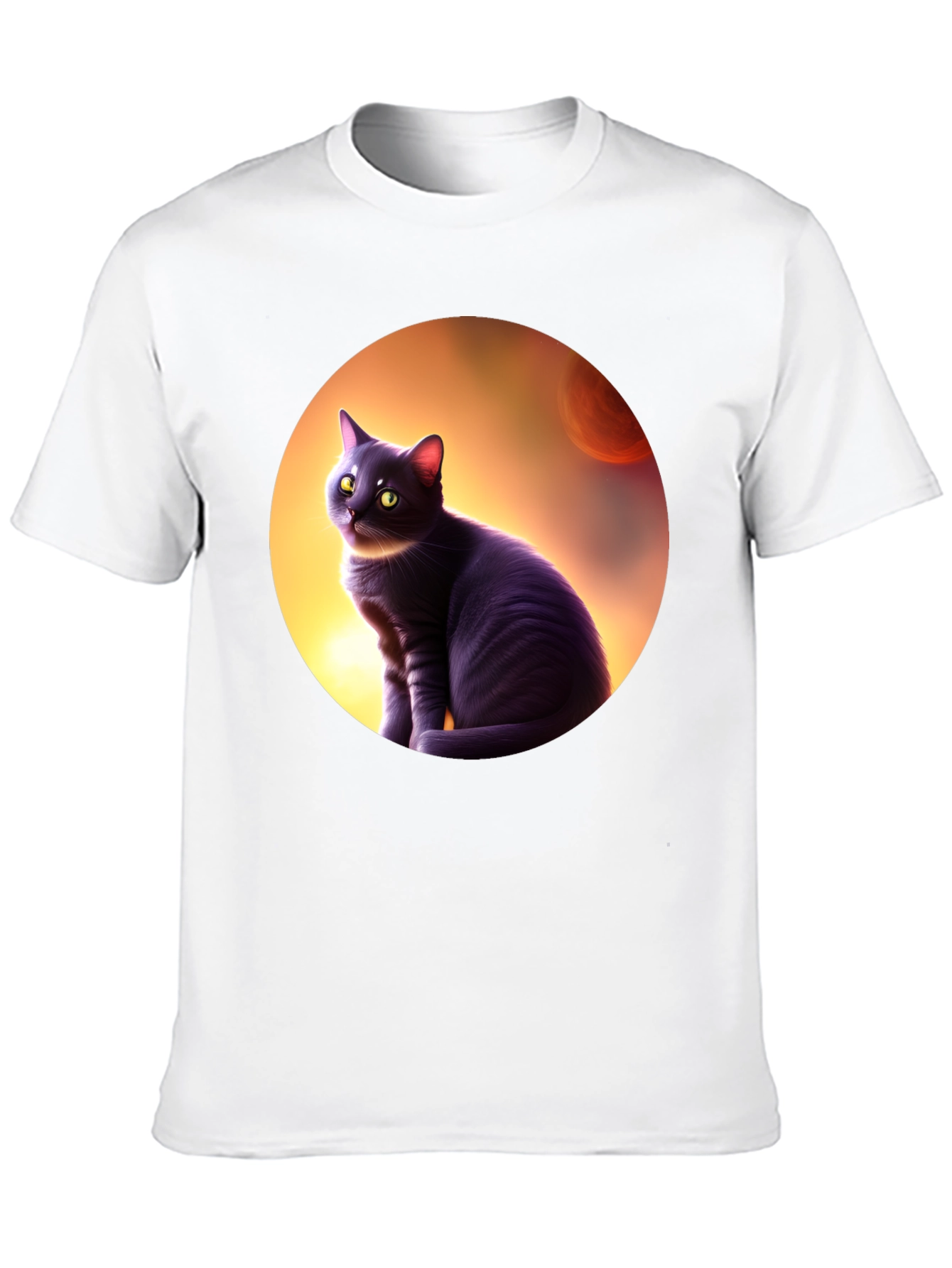 Black Cat in Space T-Shirt - Mens Graphic Tee