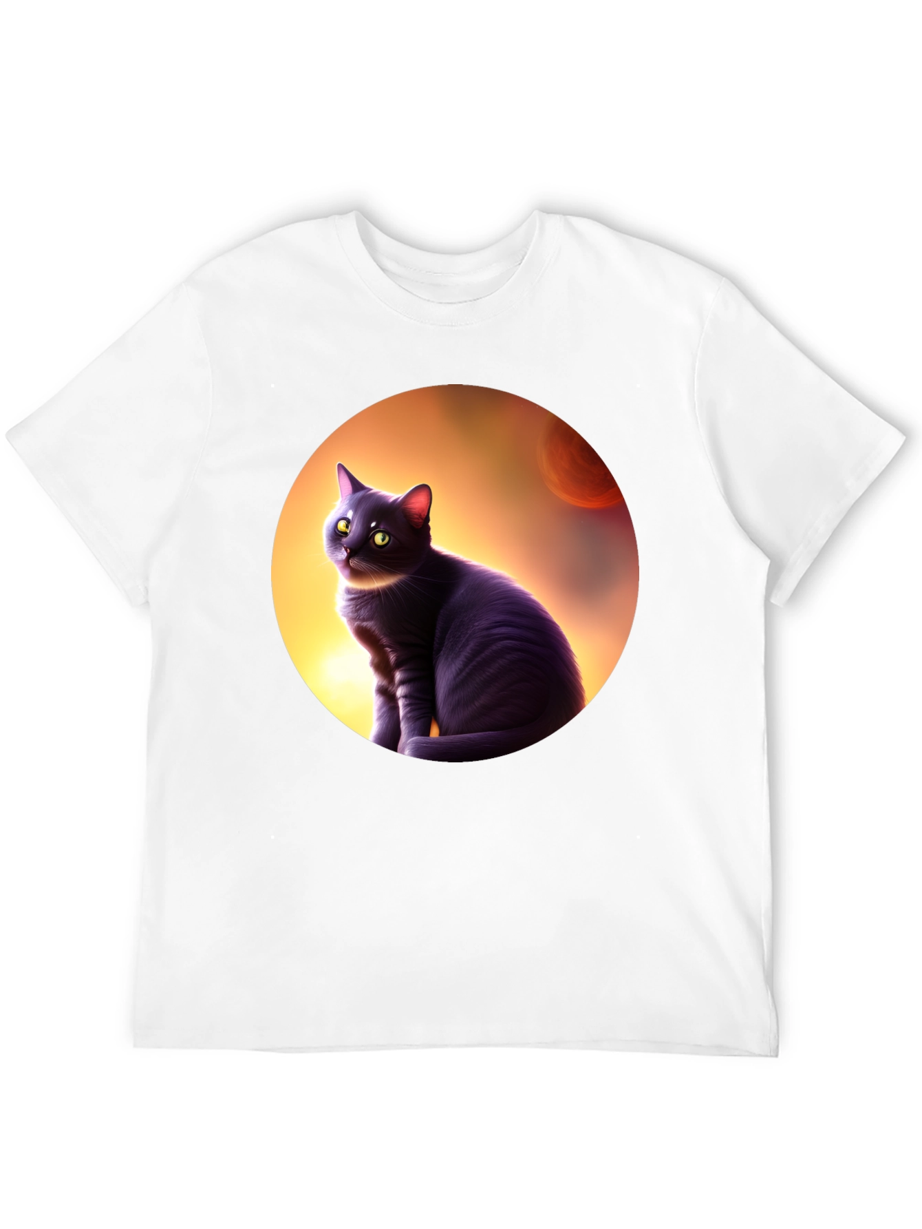 Black Cat in Space T-Shirt - Mens Graphic Tee