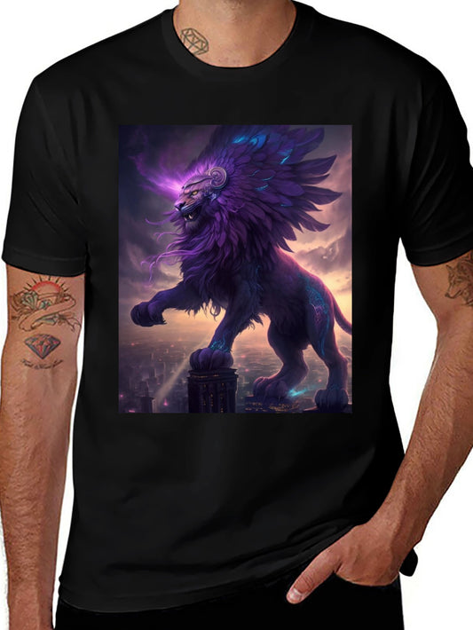 Winged Lion Graphic Tee - Fantasy Style
