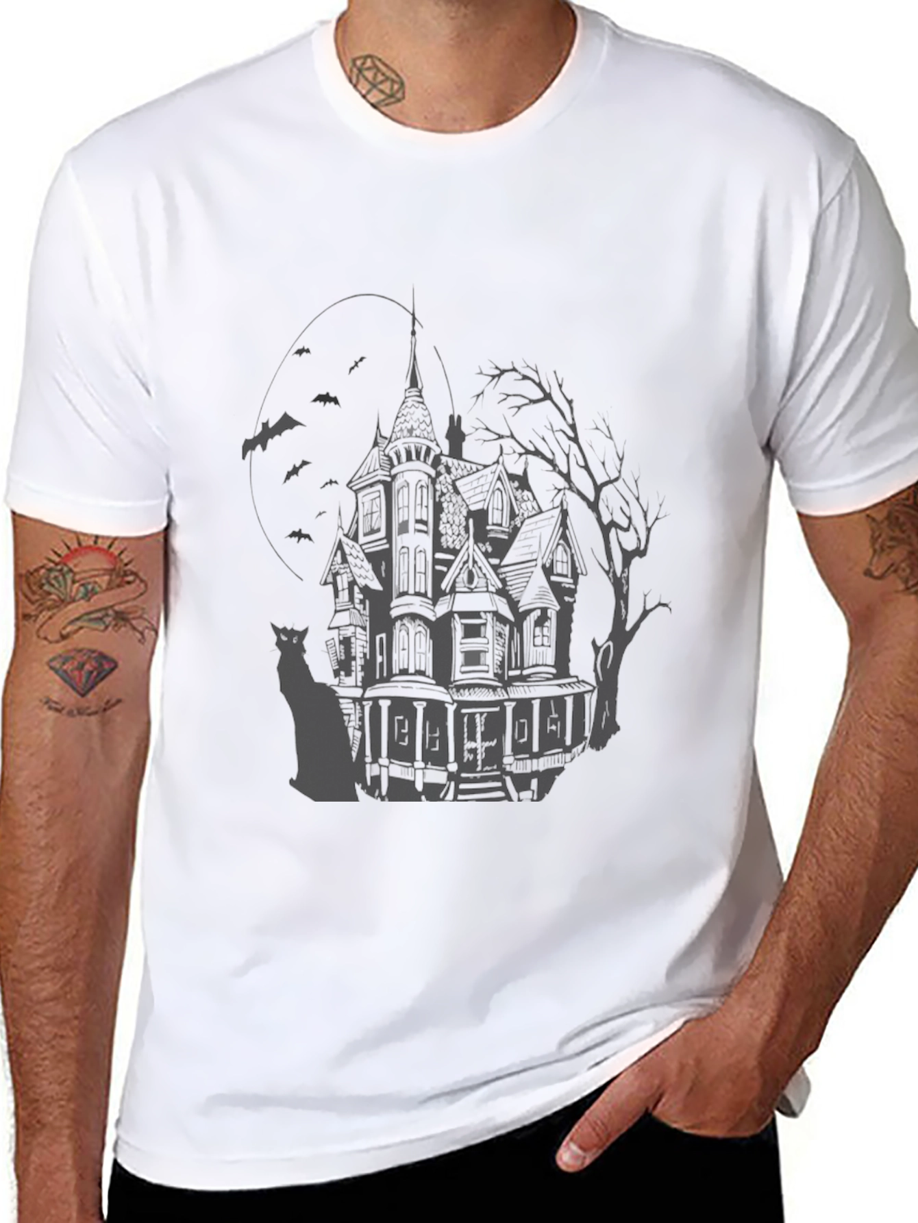 Haunted House Graphic T-Shirt