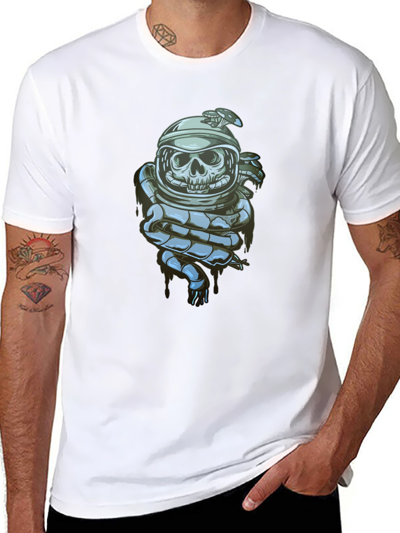Skull Astronaut Graphic Tee - Premium Cotton Blend