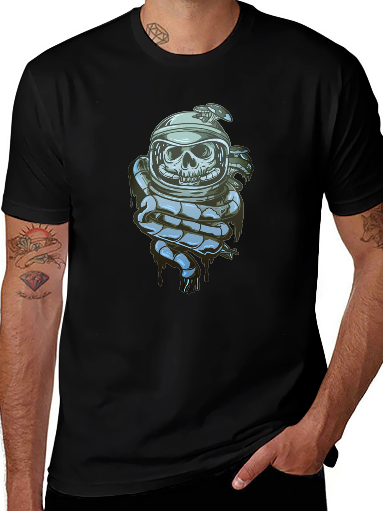 Skull Astronaut Graphic Tee - Premium Cotton Blend