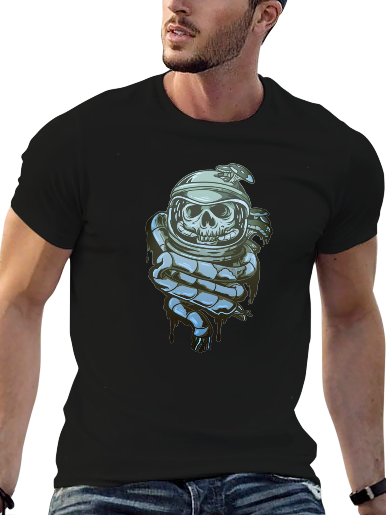Skull Astronaut Graphic Tee - Premium Cotton Blend