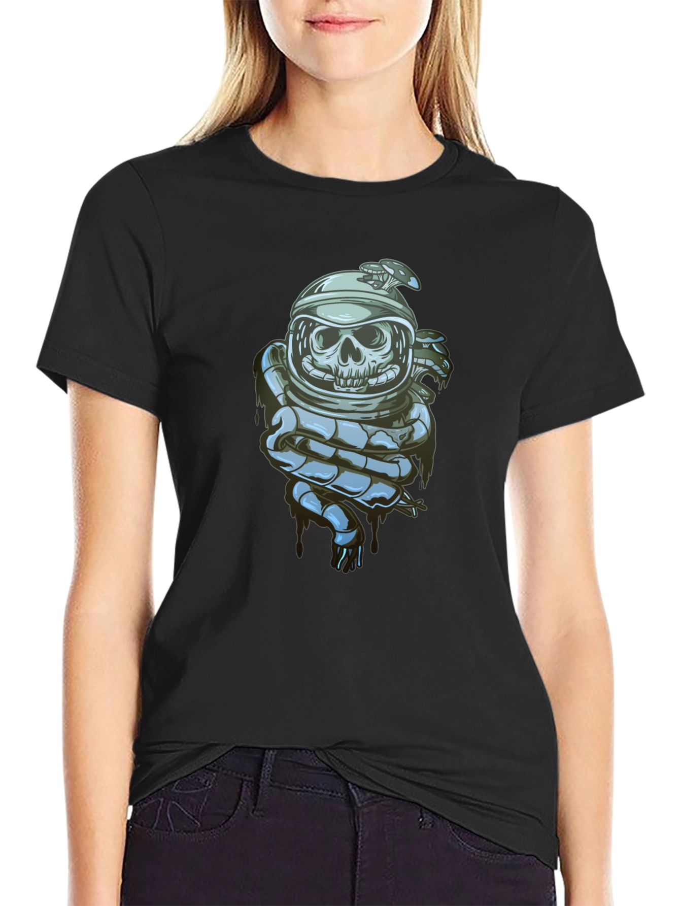 Skull Astronaut Graphic Tee - Premium Cotton Blend