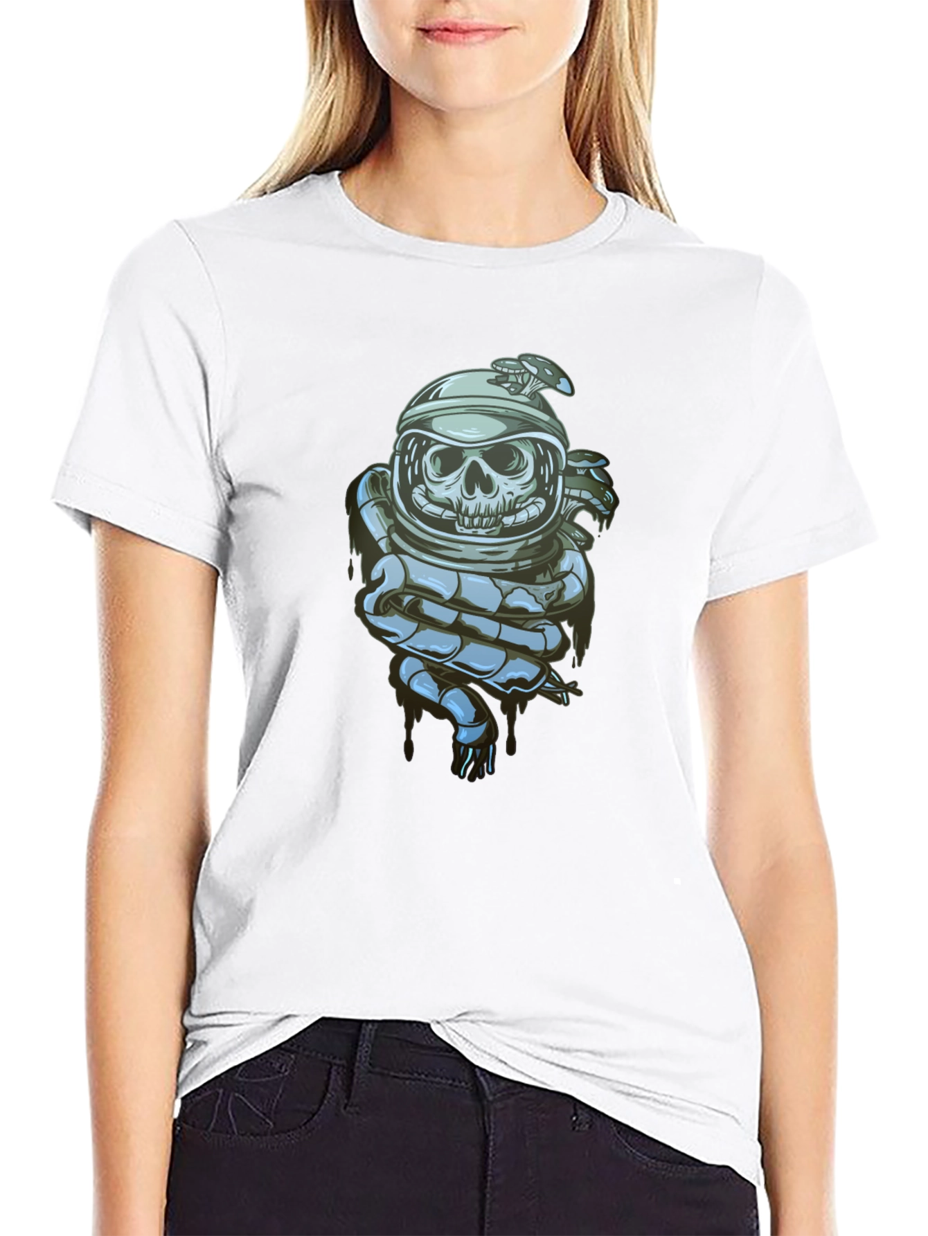 Skull Astronaut Graphic Tee - Premium Cotton Blend