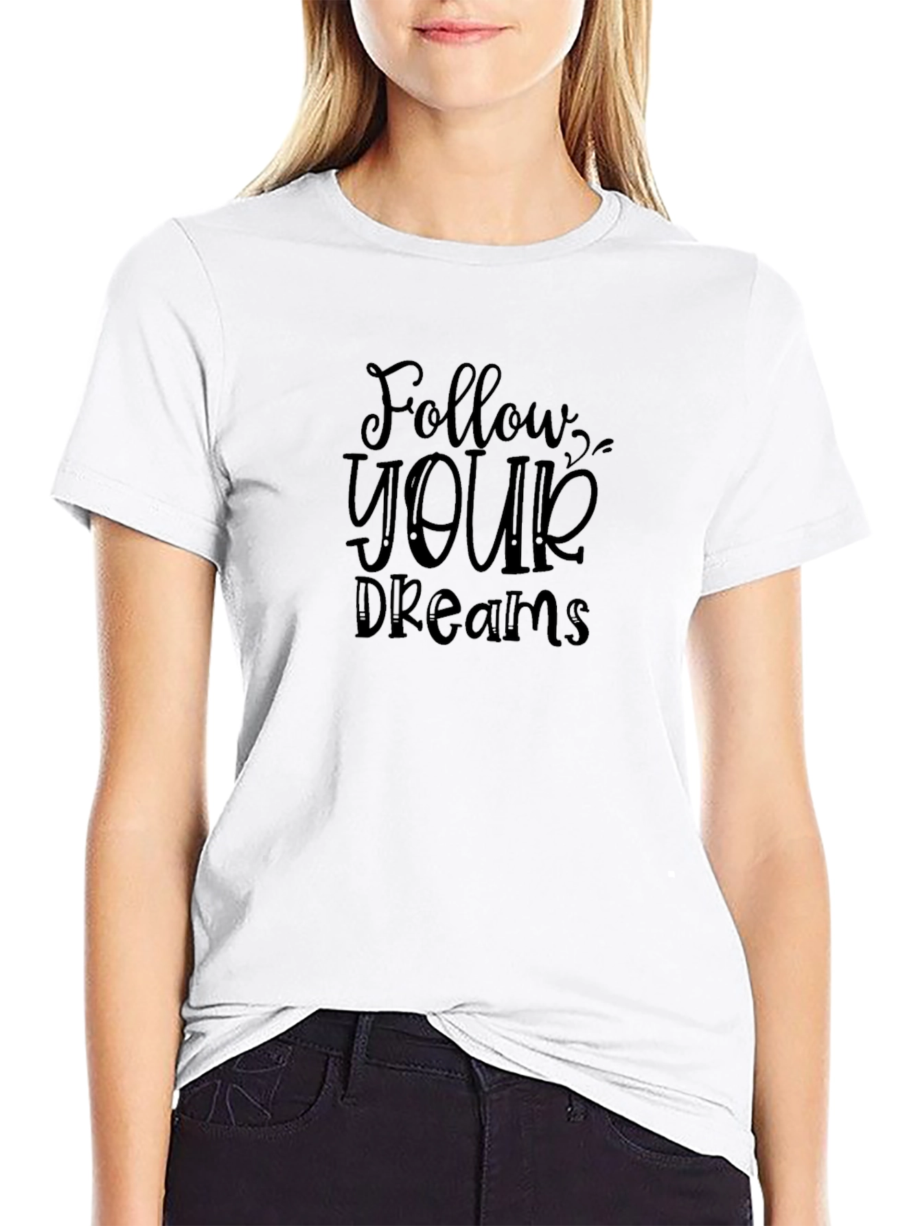 Follow Your Dreams Black Graphic Tee
