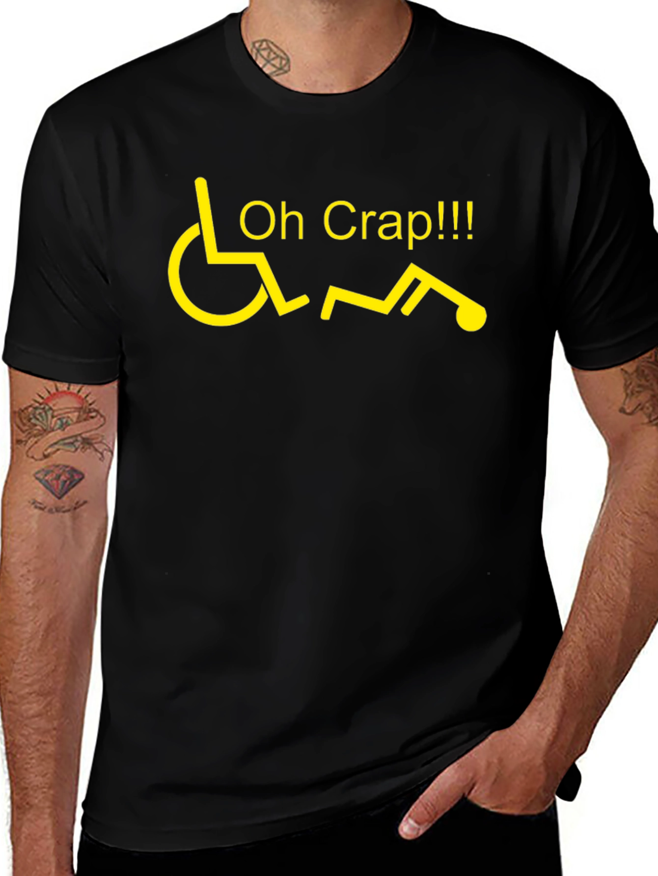 Oh Crap Wheelchair Humor Graphic T-Shirt