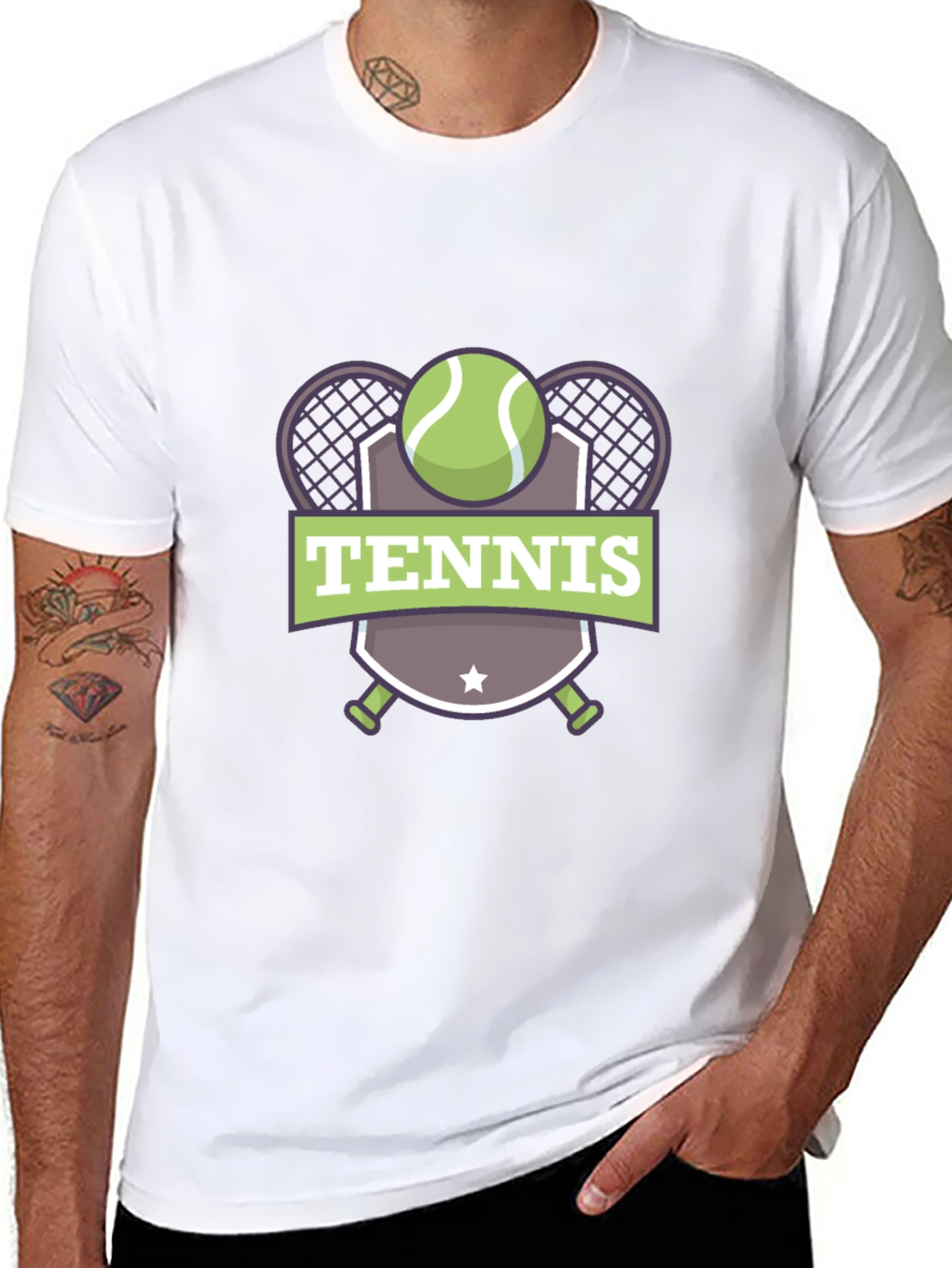 Tennis Graphic Black T-Shirt for Men