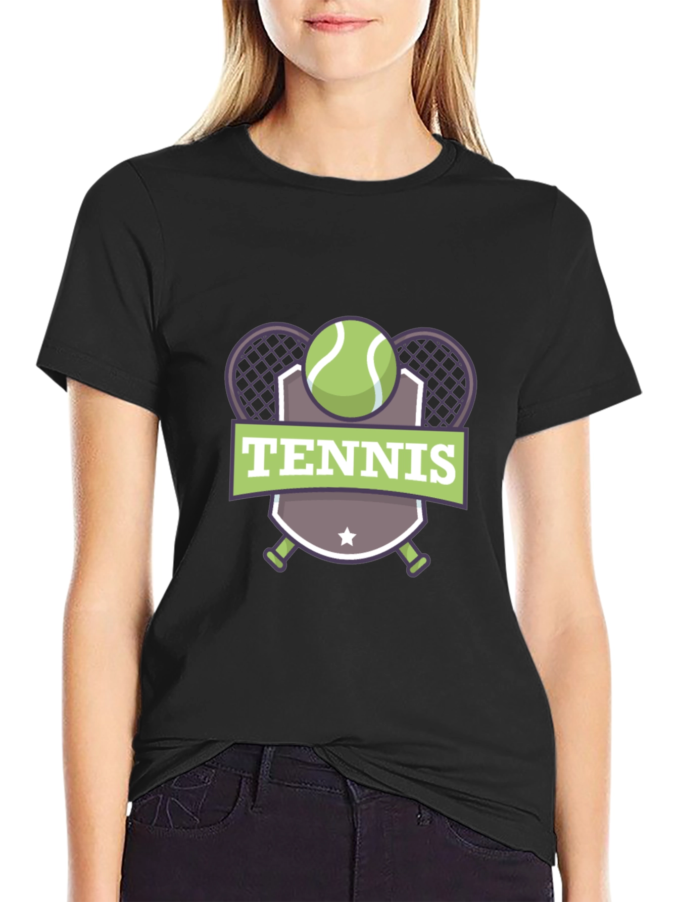 Tennis Graphic Black T-Shirt for Men