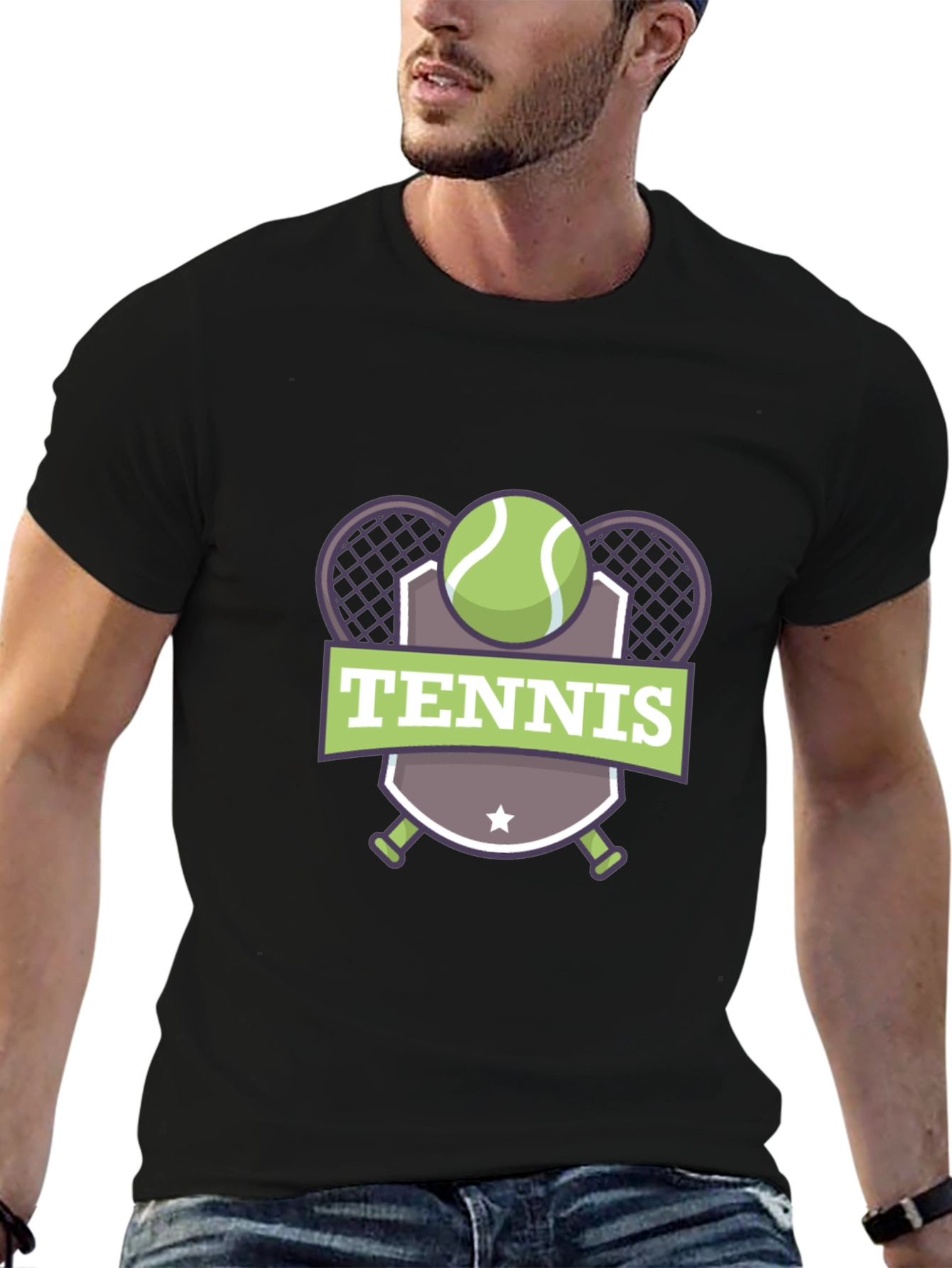 Tennis Graphic Black T-Shirt for Men