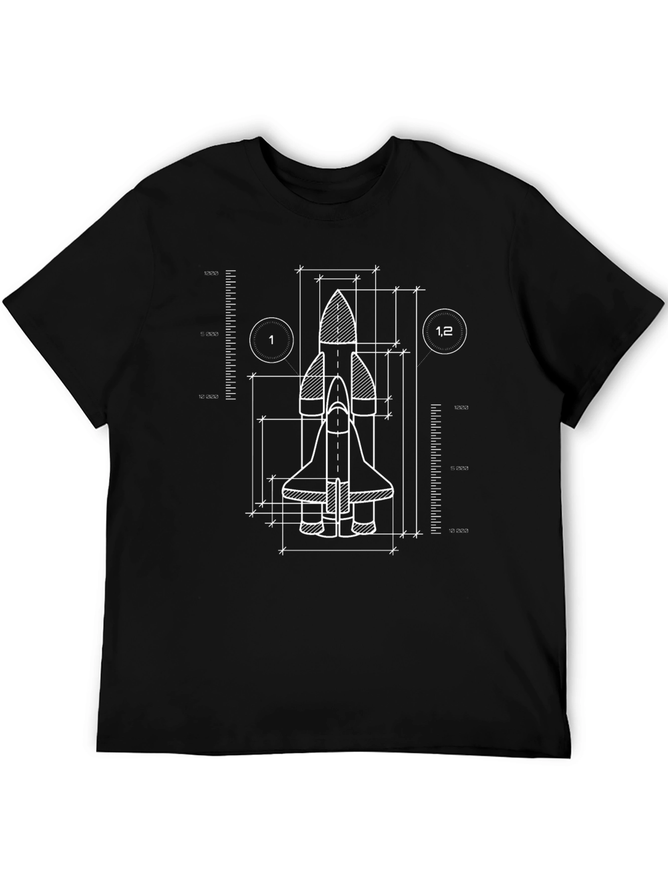 Space Shuttle Blueprint Graphic Tee - Black Cotton T-Shirt