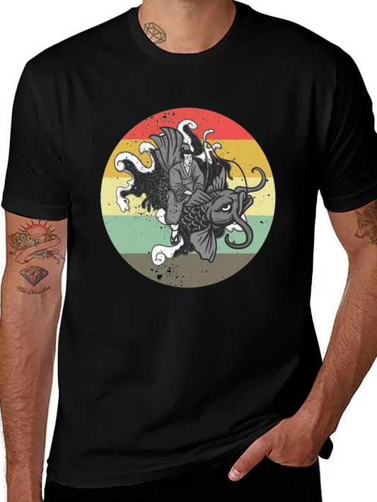 Koi Fish T-Shirt - Samurai Graphic Tee - Unique Design