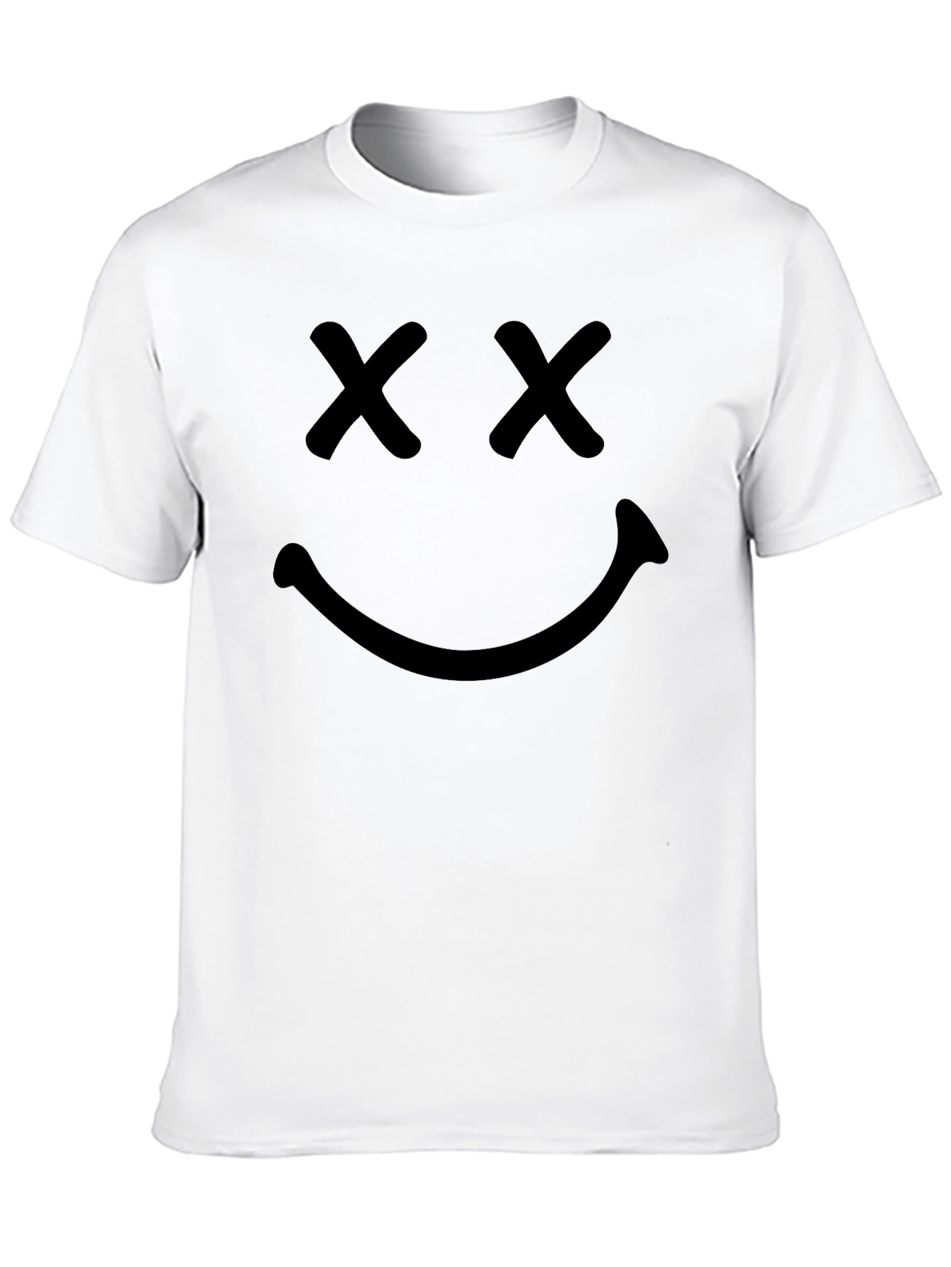 Smiley Face Graphic T-Shirt - Black Cotton Tee