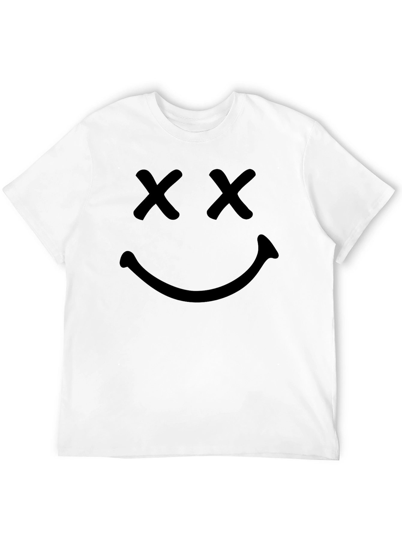 Smiley Face Graphic T-Shirt - Black Cotton Tee