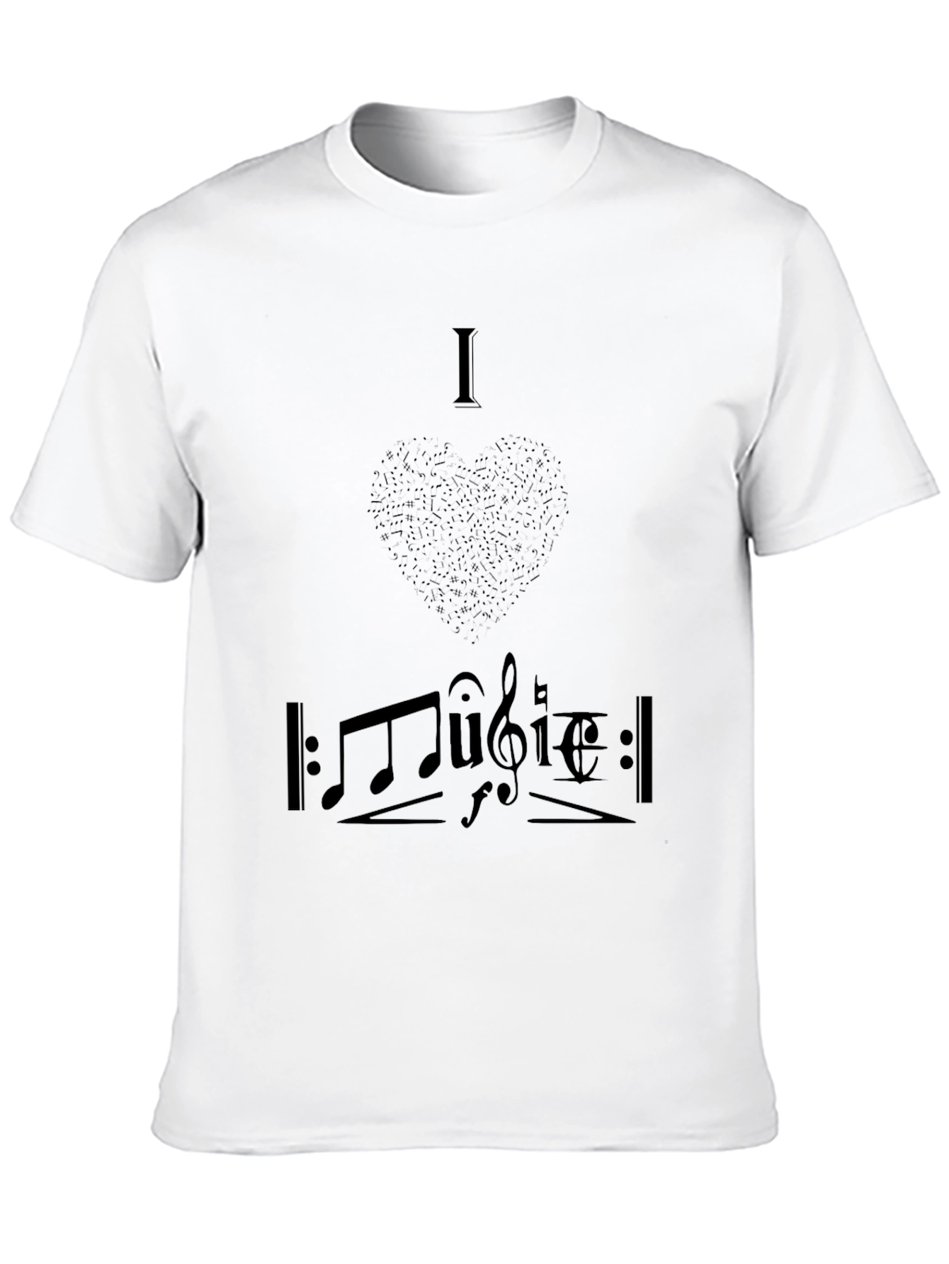 I Love Music Graphic Tee - Black Cotton T-Shirt