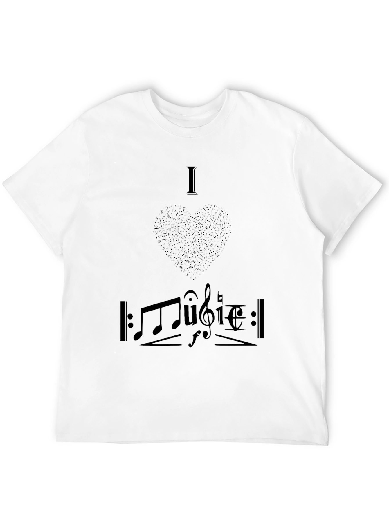 I Love Music Graphic Tee - Black Cotton T-Shirt