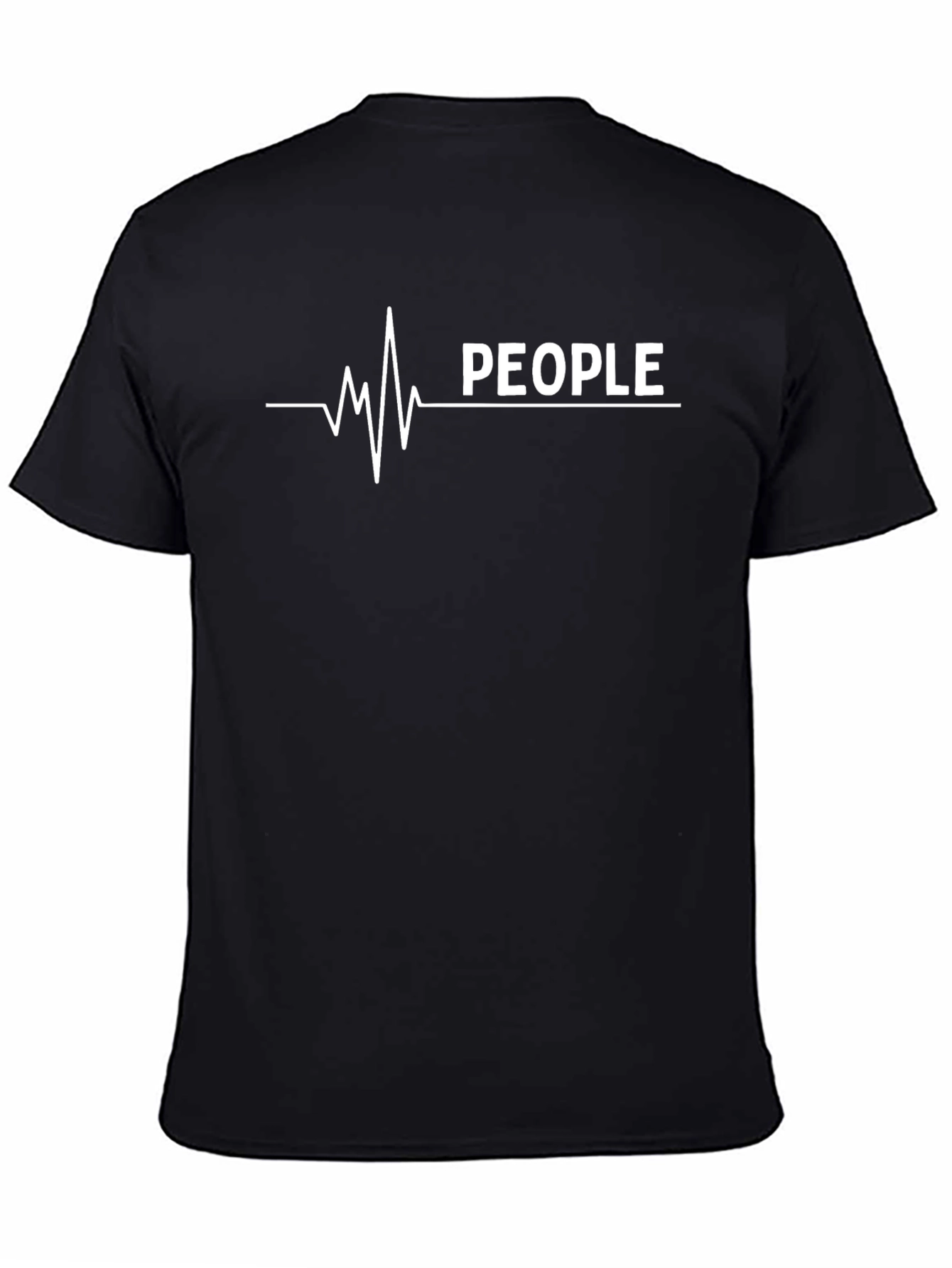 People Heartbeat Graphic Tee - Black Cotton T-Shirt
