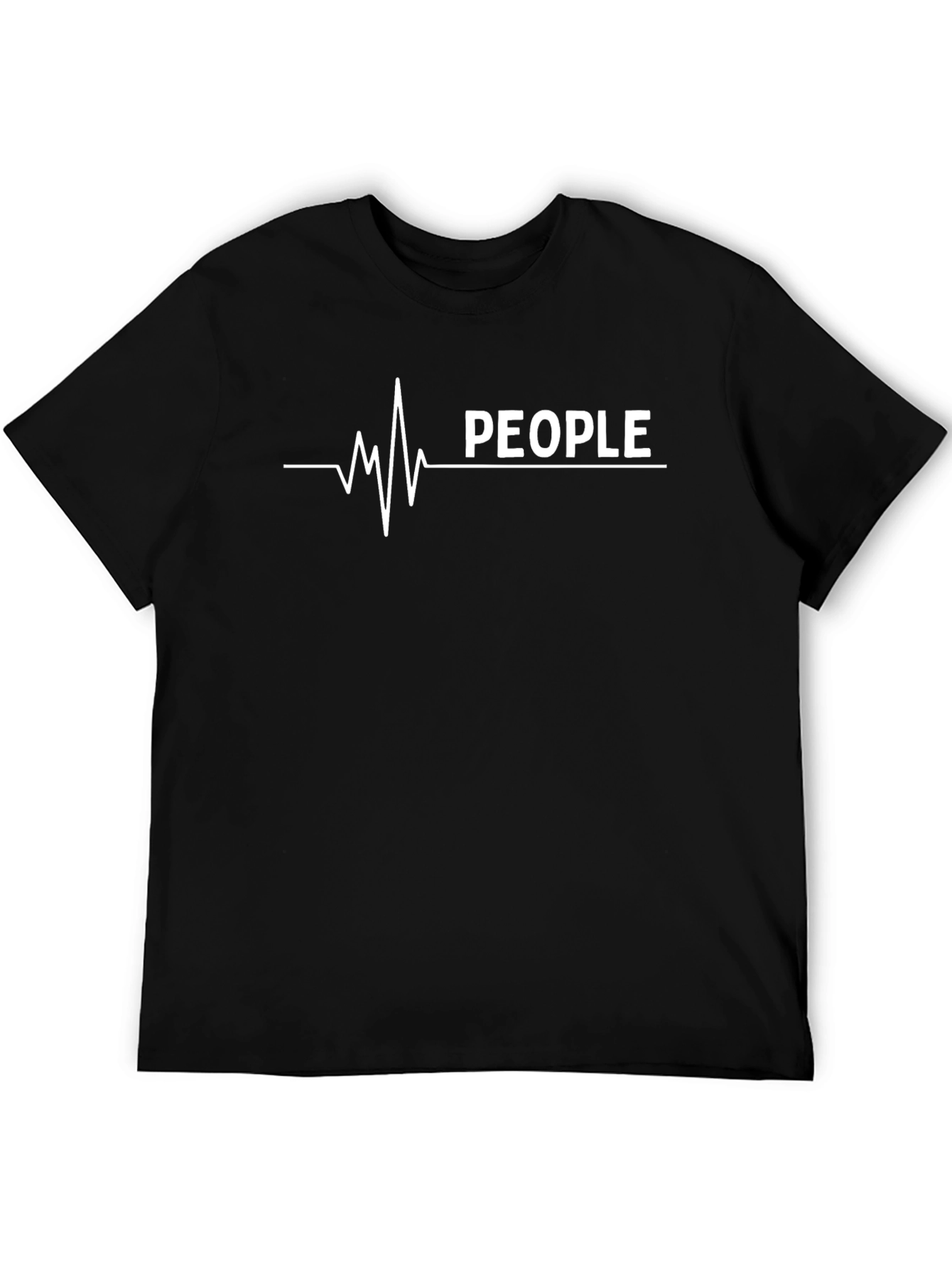 People Heartbeat Graphic Tee - Black Cotton T-Shirt