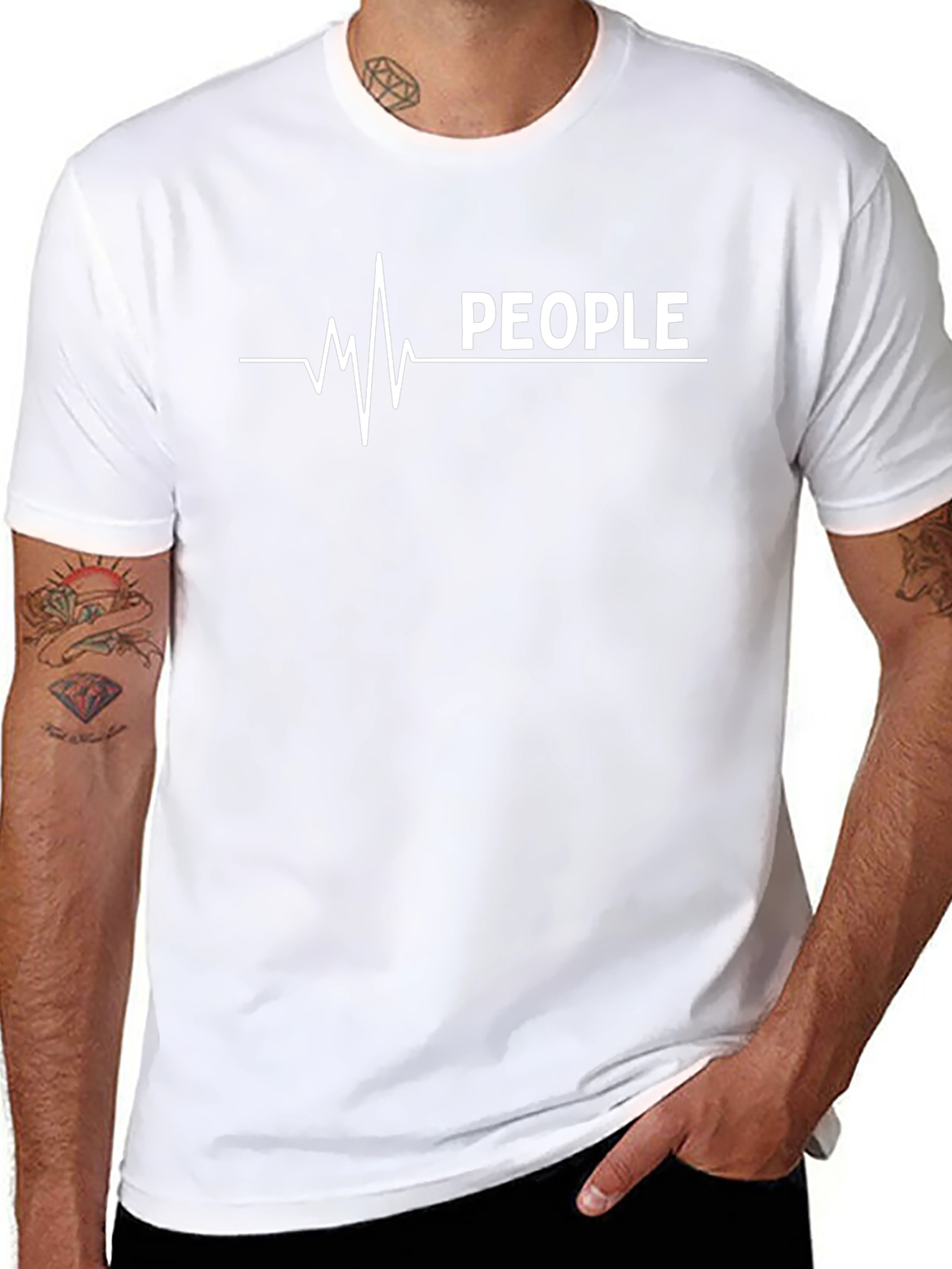 People Heartbeat Graphic Tee - Black Cotton T-Shirt