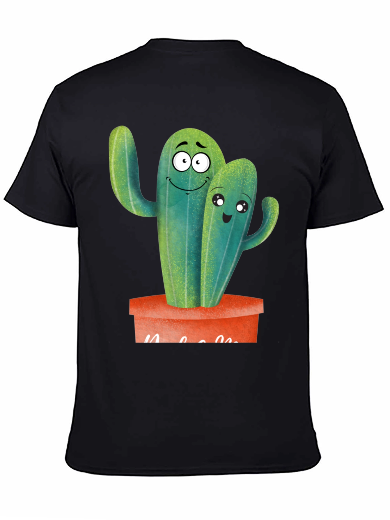 Cute Cactus Couple Black T-Shirt