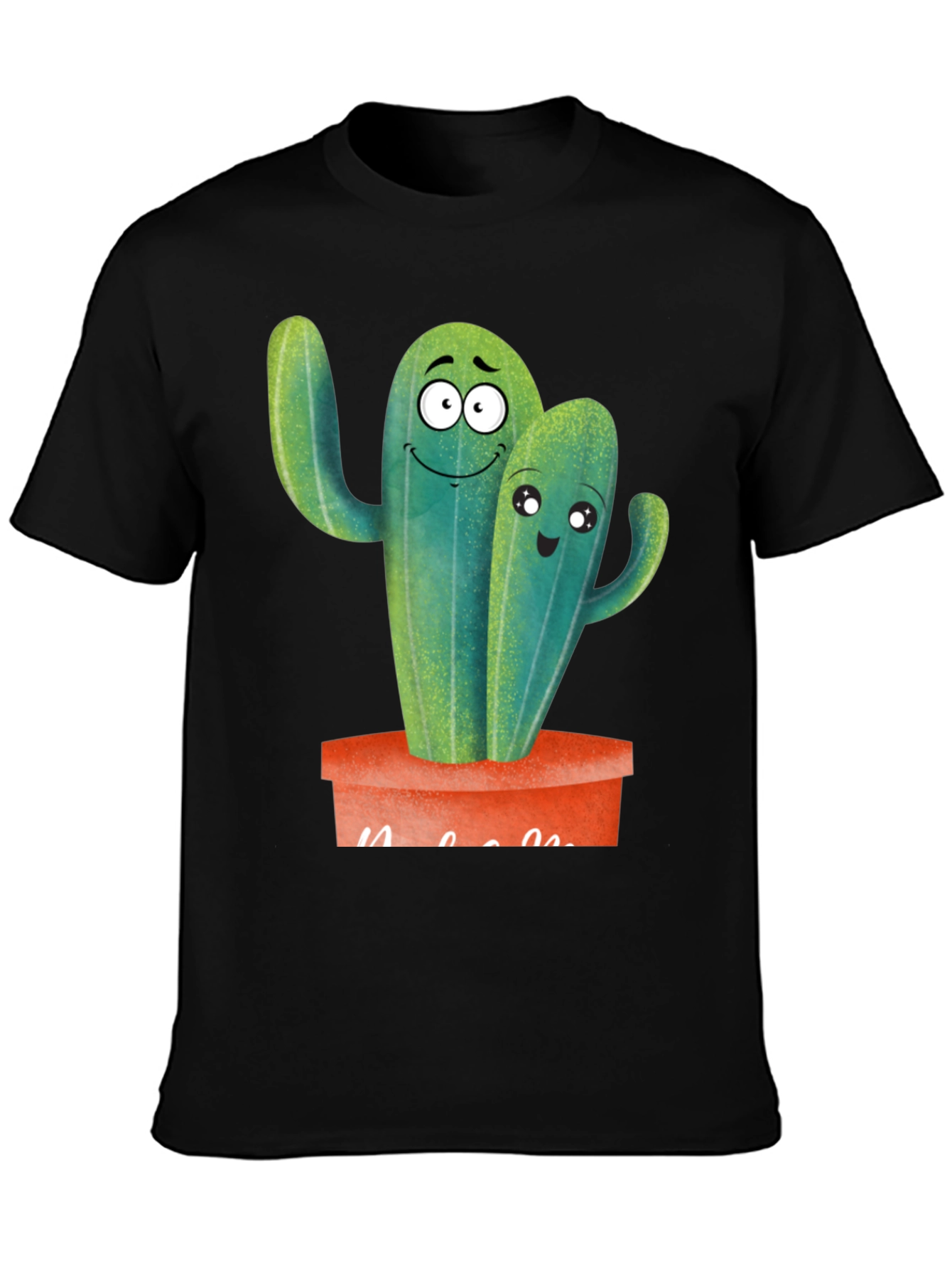 Cute Cactus Couple Black T-Shirt