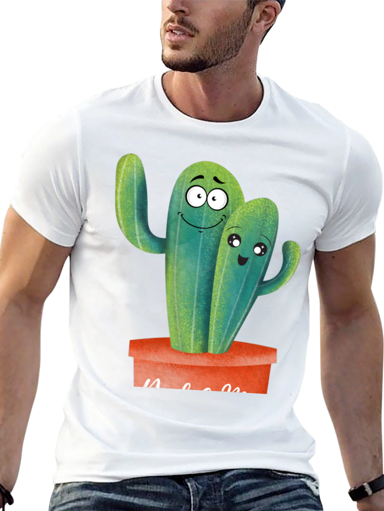 Cute Cactus Couple Black T-Shirt