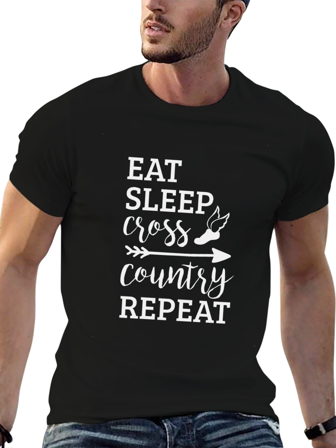 Eat Sleep Cross Country Repeat Black Graphic Tee